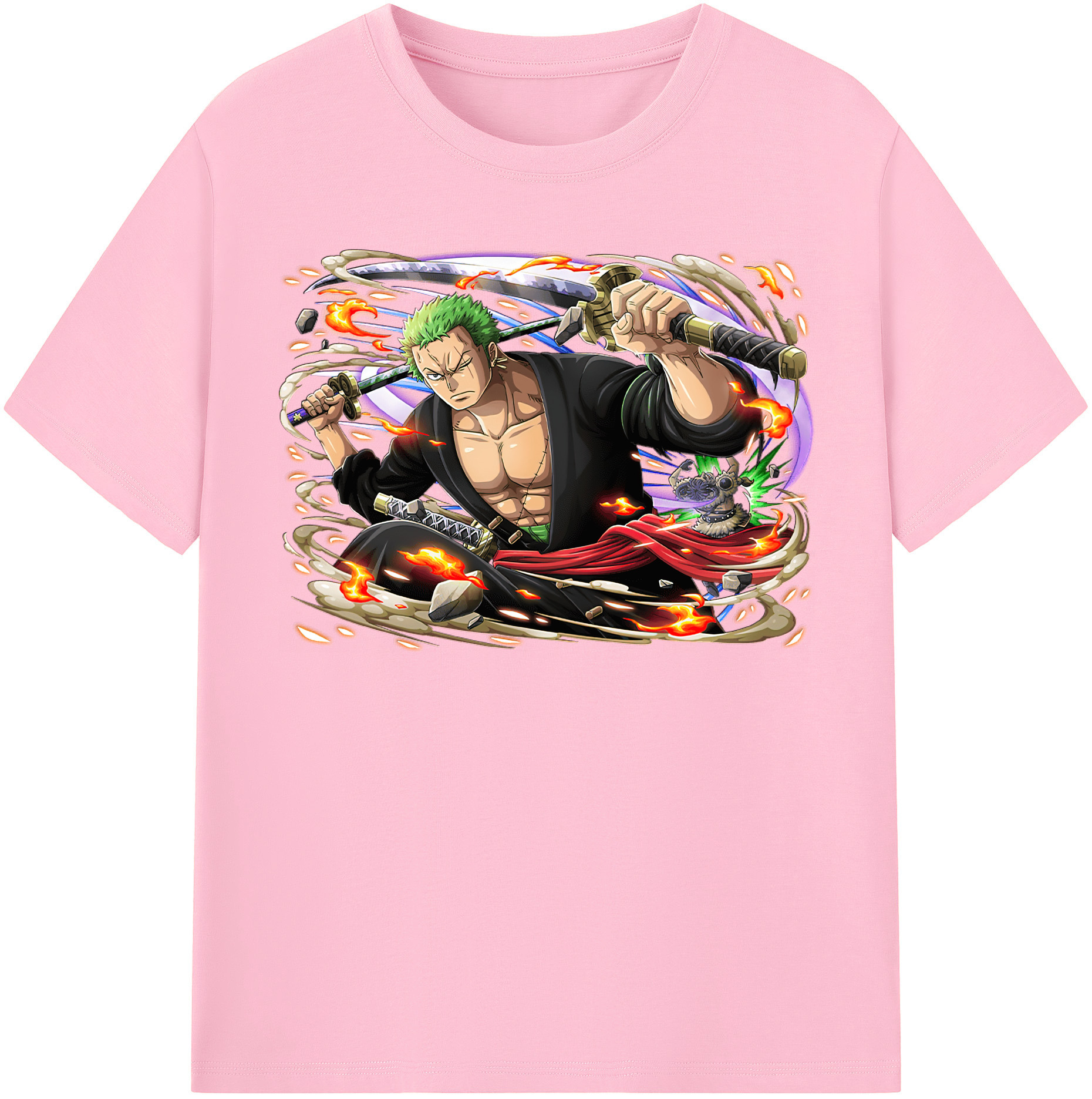 ワンピース ロロノア・ゾロ ONE PIECE Roronoa Zoro 綿100％半袖Tシャツ（フロントプリント）