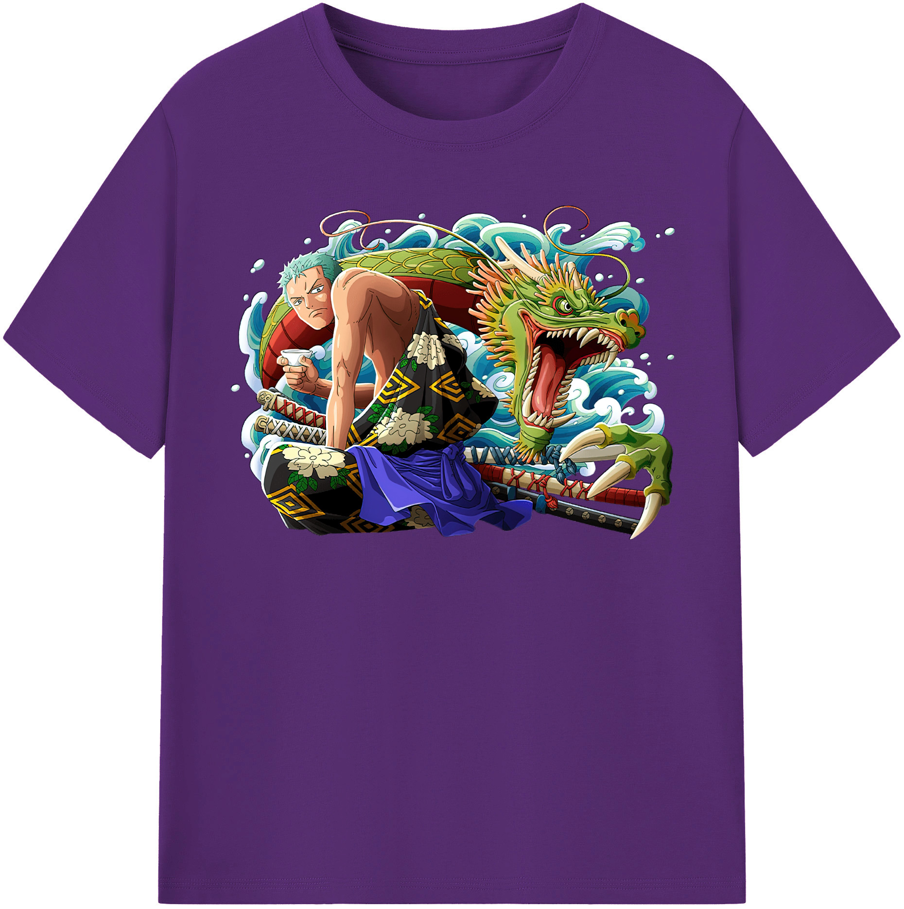 ワンピース ロロノア・ゾロ ONE PIECE Roronoa Zoro 綿100％半袖Tシャツ（フロントプリント）
