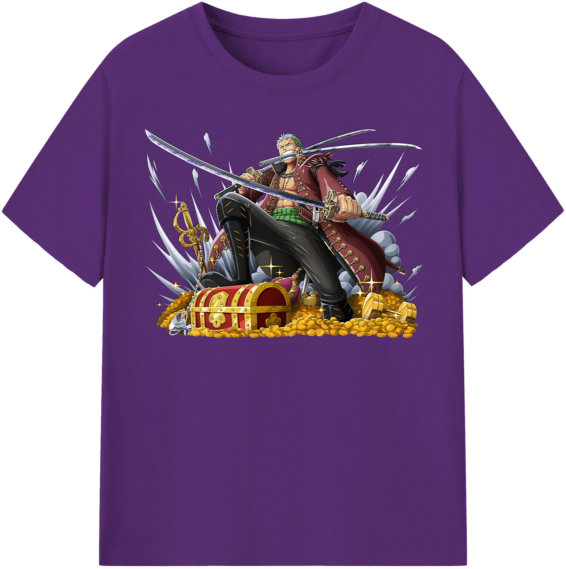 ワンピース ロロノア・ゾロ ONE PIECE Roronoa Zoro 綿100％半袖Tシャツ（フロントプリント）