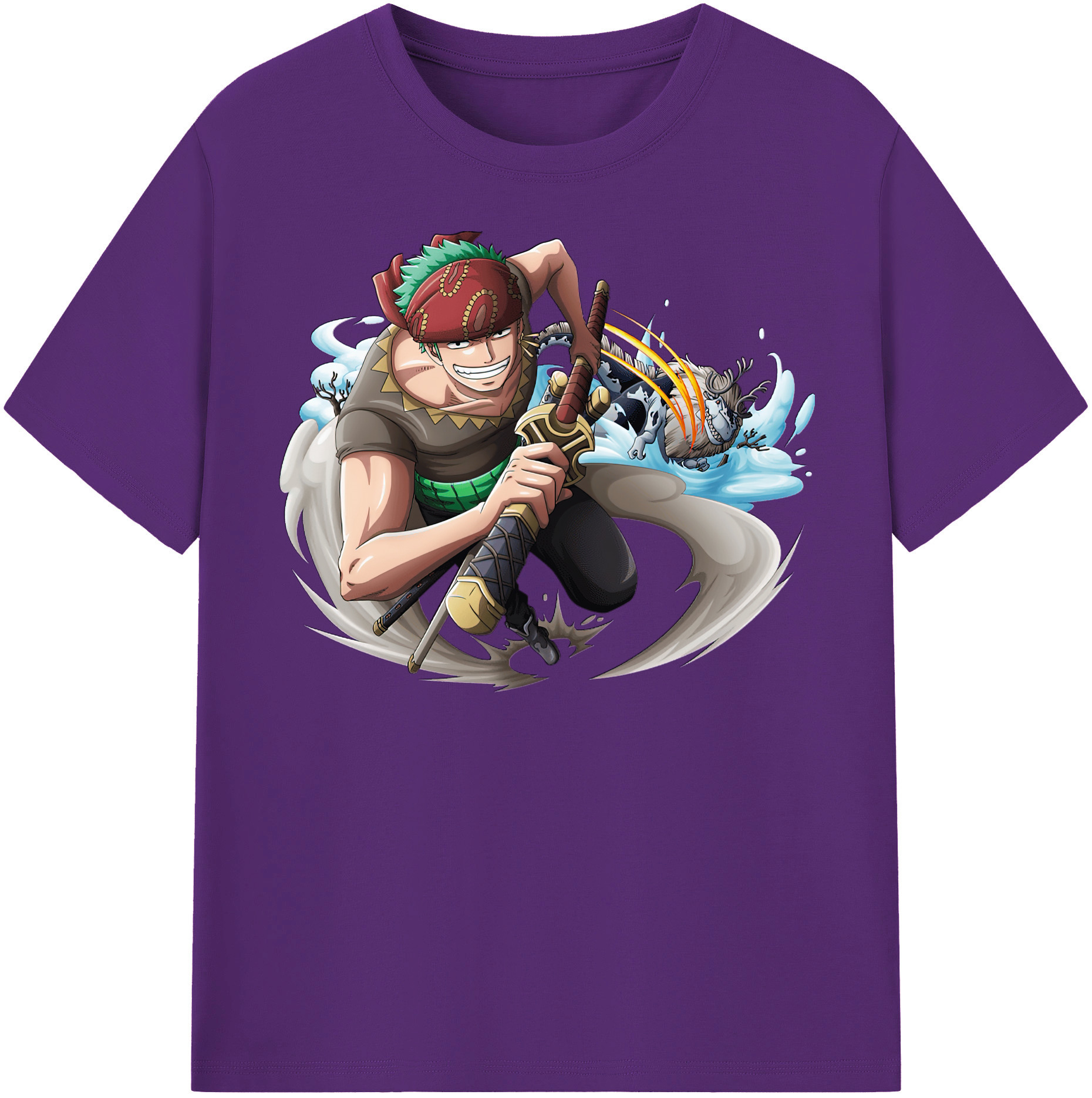 ワンピース ロロノア・ゾロ ONE PIECE Roronoa Zoro 綿100％半袖Tシャツ（フロントプリント）