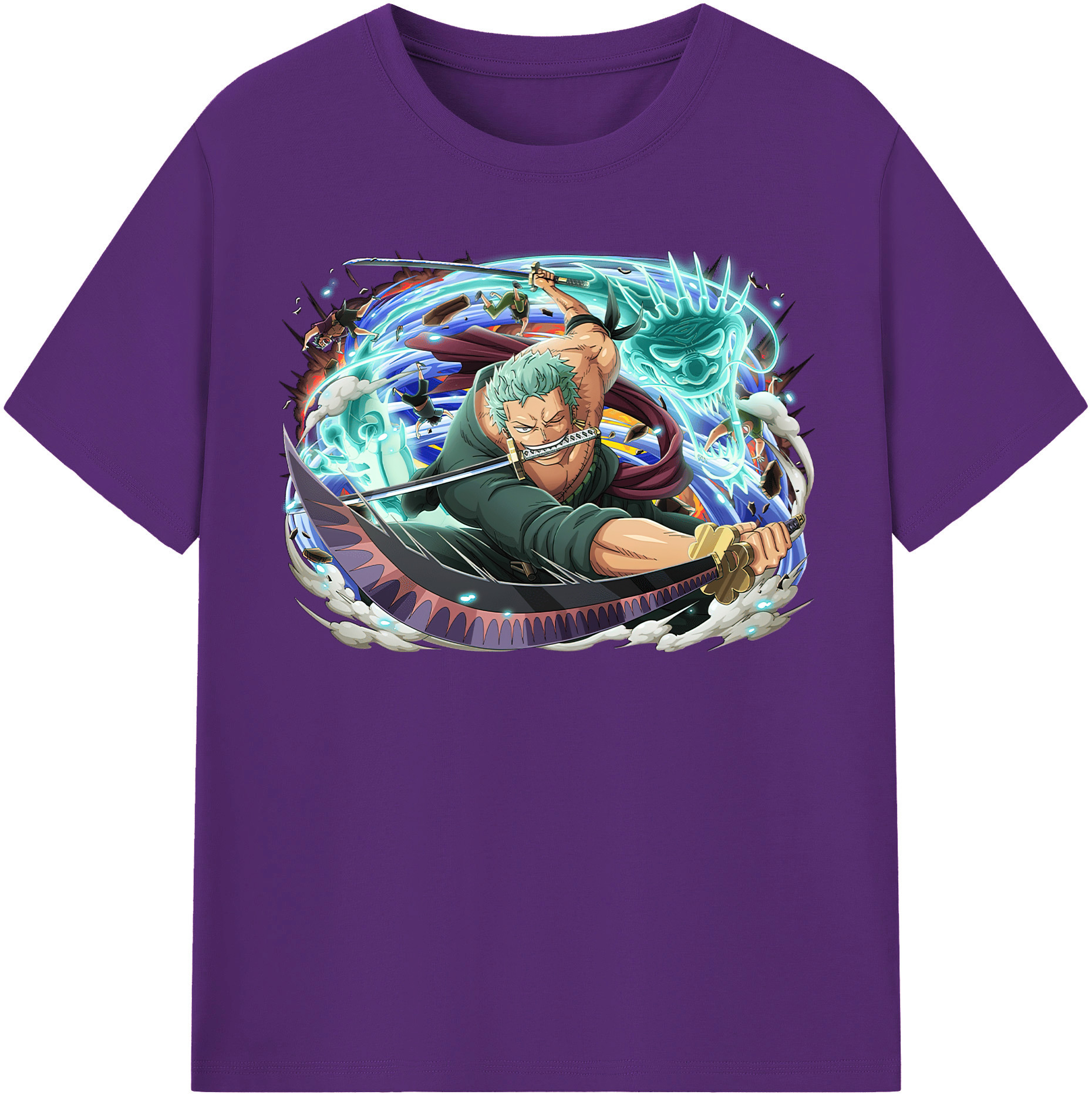 ワンピース ロロノア・ゾロ ONE PIECE Roronoa Zoro 綿100％半袖Tシャツ（フロントプリント）