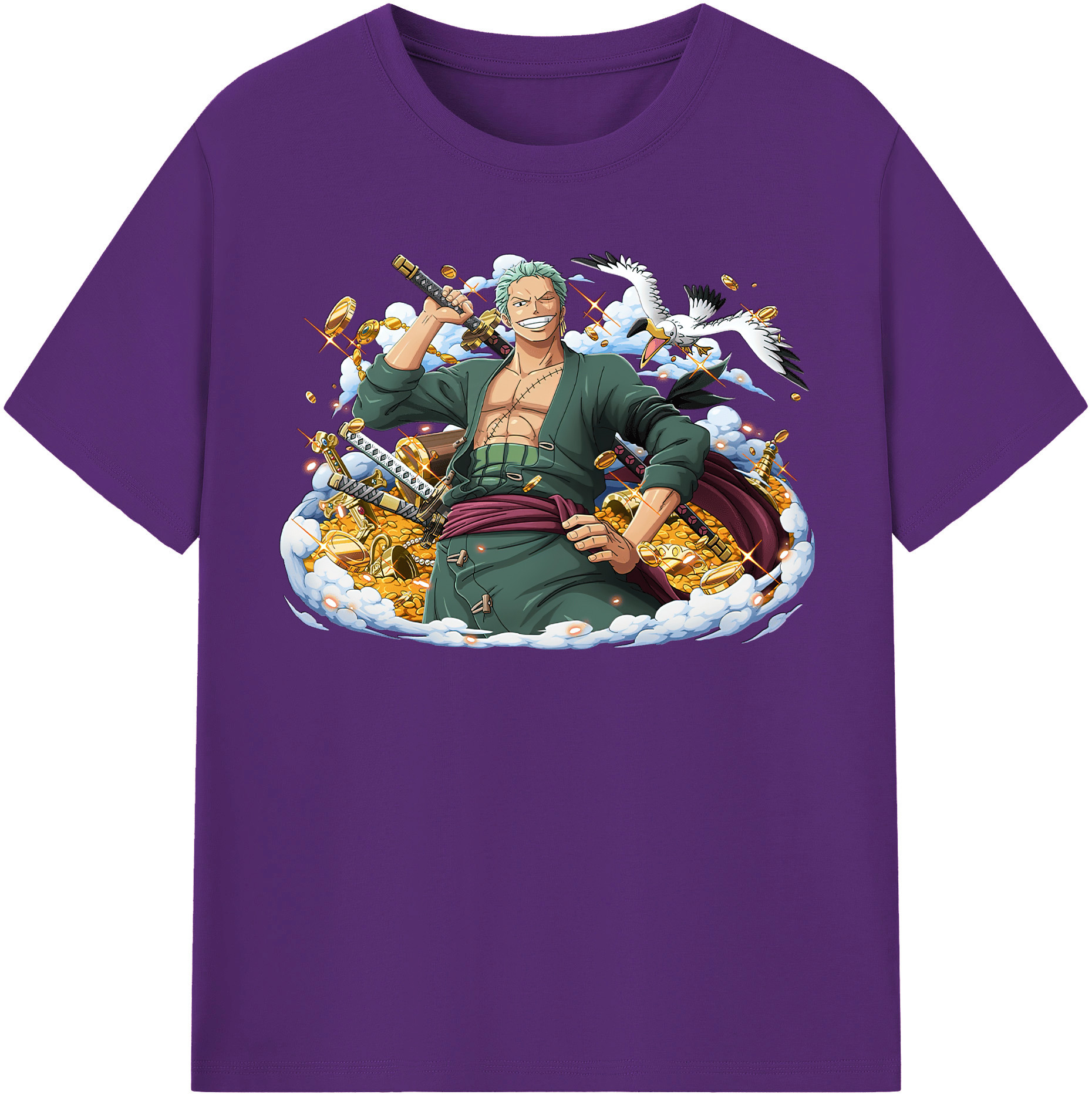ワンピース ロロノア・ゾロ ONE PIECE Roronoa Zoro 綿100％半袖Tシャツ（フロントプリント）