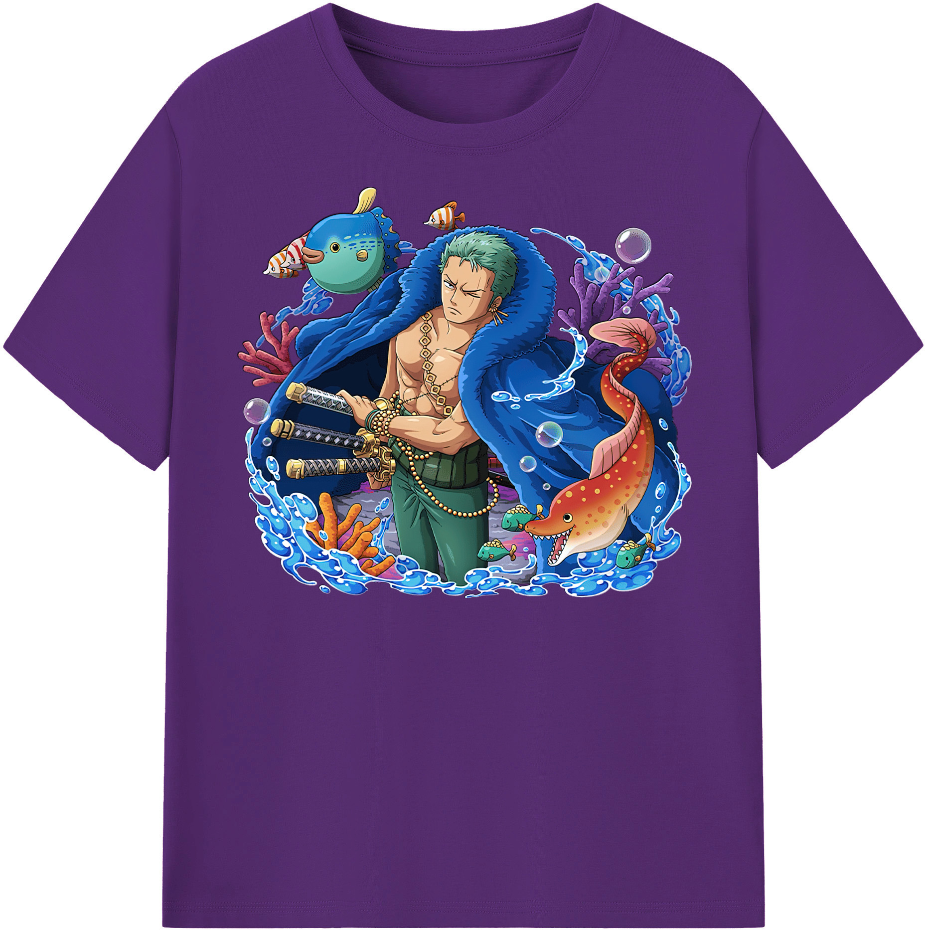 ワンピース ロロノア・ゾロ ONE PIECE Roronoa Zoro 綿100％半袖Tシャツ（フロントプリント）