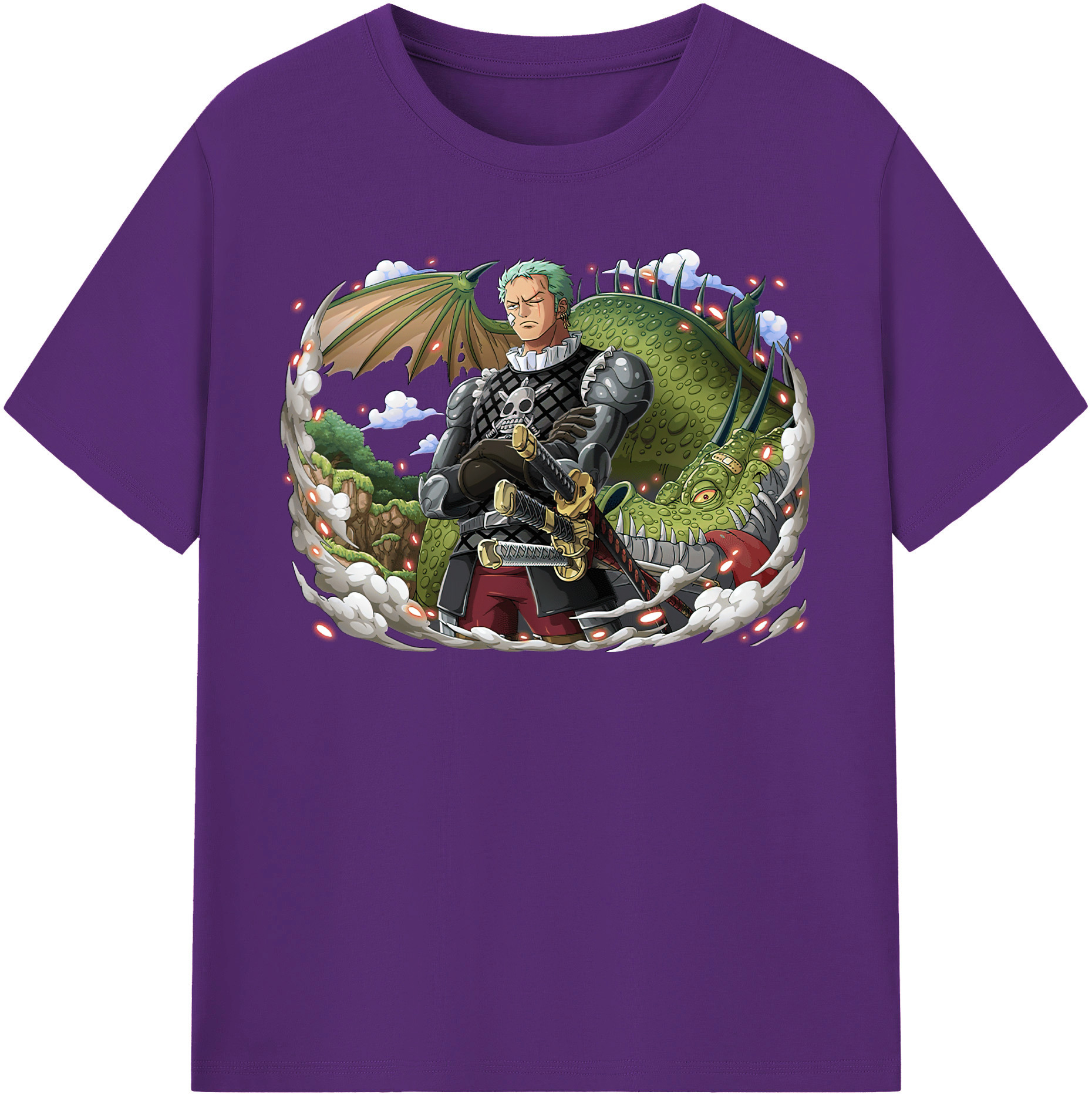 ワンピース ロロノア・ゾロ ONE PIECE Roronoa Zoro 綿100％半袖Tシャツ（フロントプリント）