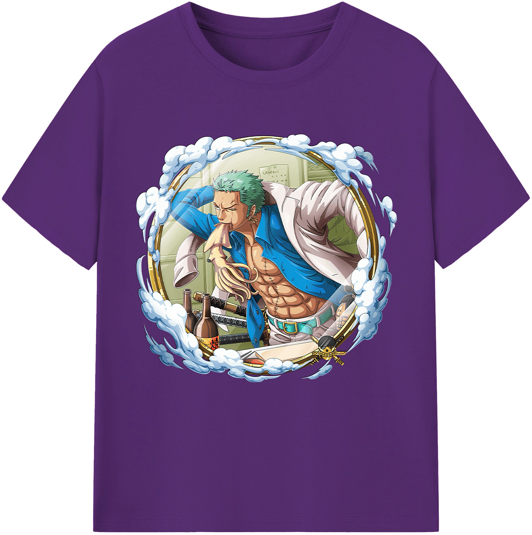 ワンピース ロロノア・ゾロ ONE PIECE Roronoa Zoro 綿100％半袖Tシャツ（フロントプリント）