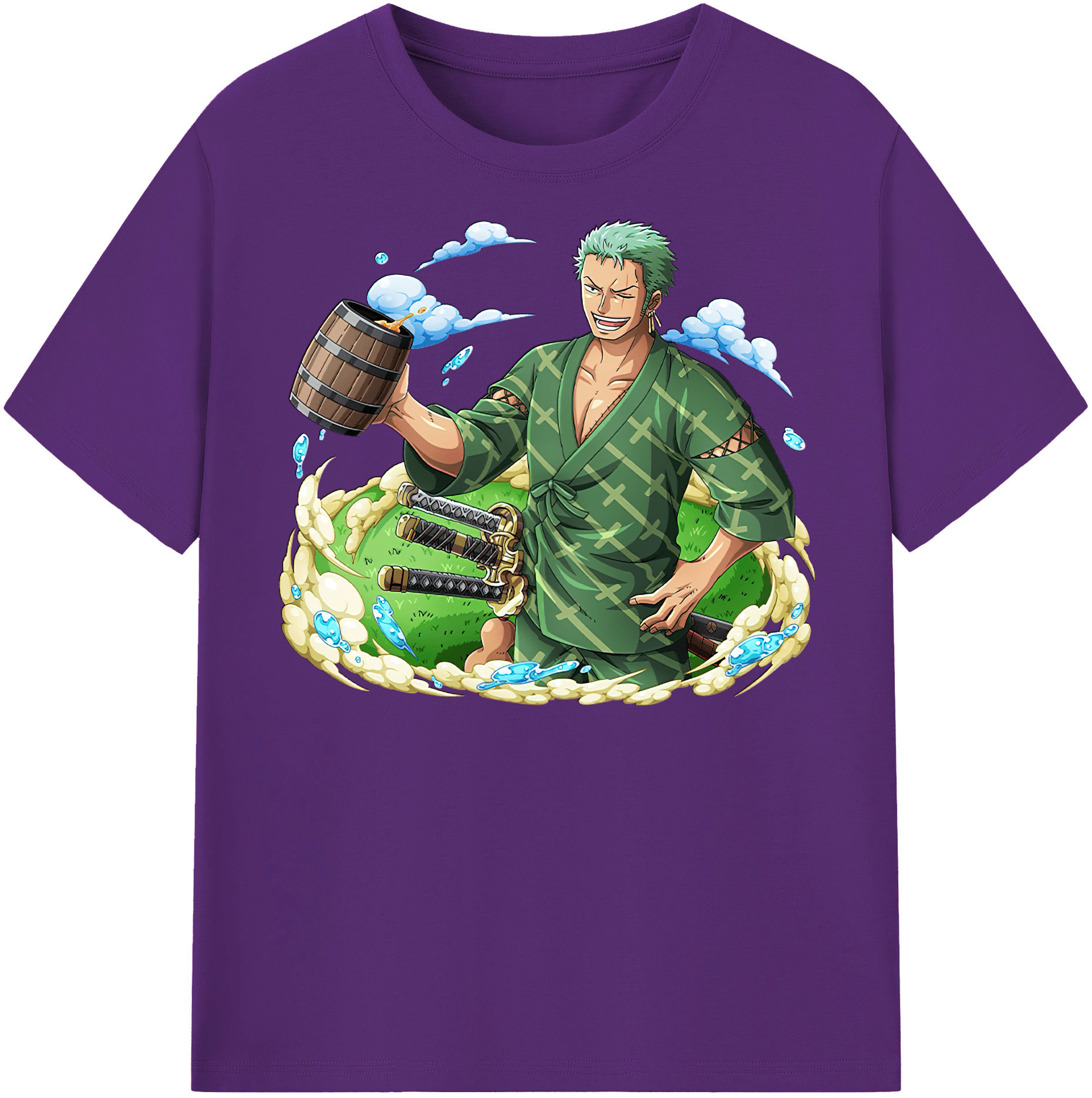 ワンピース ロロノア・ゾロ ONE PIECE Roronoa Zoro 綿100％半袖Tシャツ（フロントプリント）
