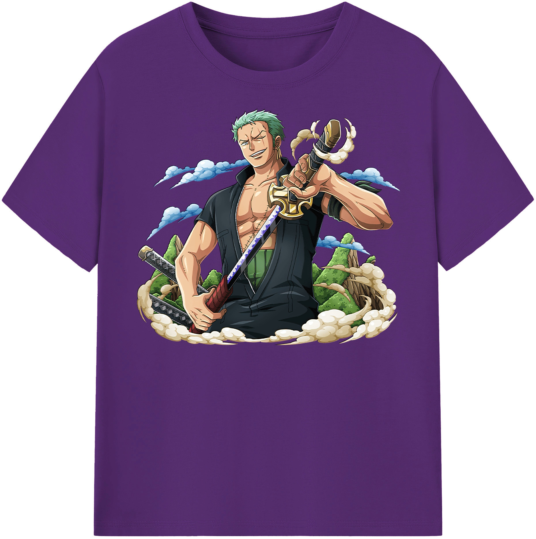 ワンピース ロロノア・ゾロ ONE PIECE Roronoa Zoro 綿100％半袖Tシャツ（フロントプリント）
