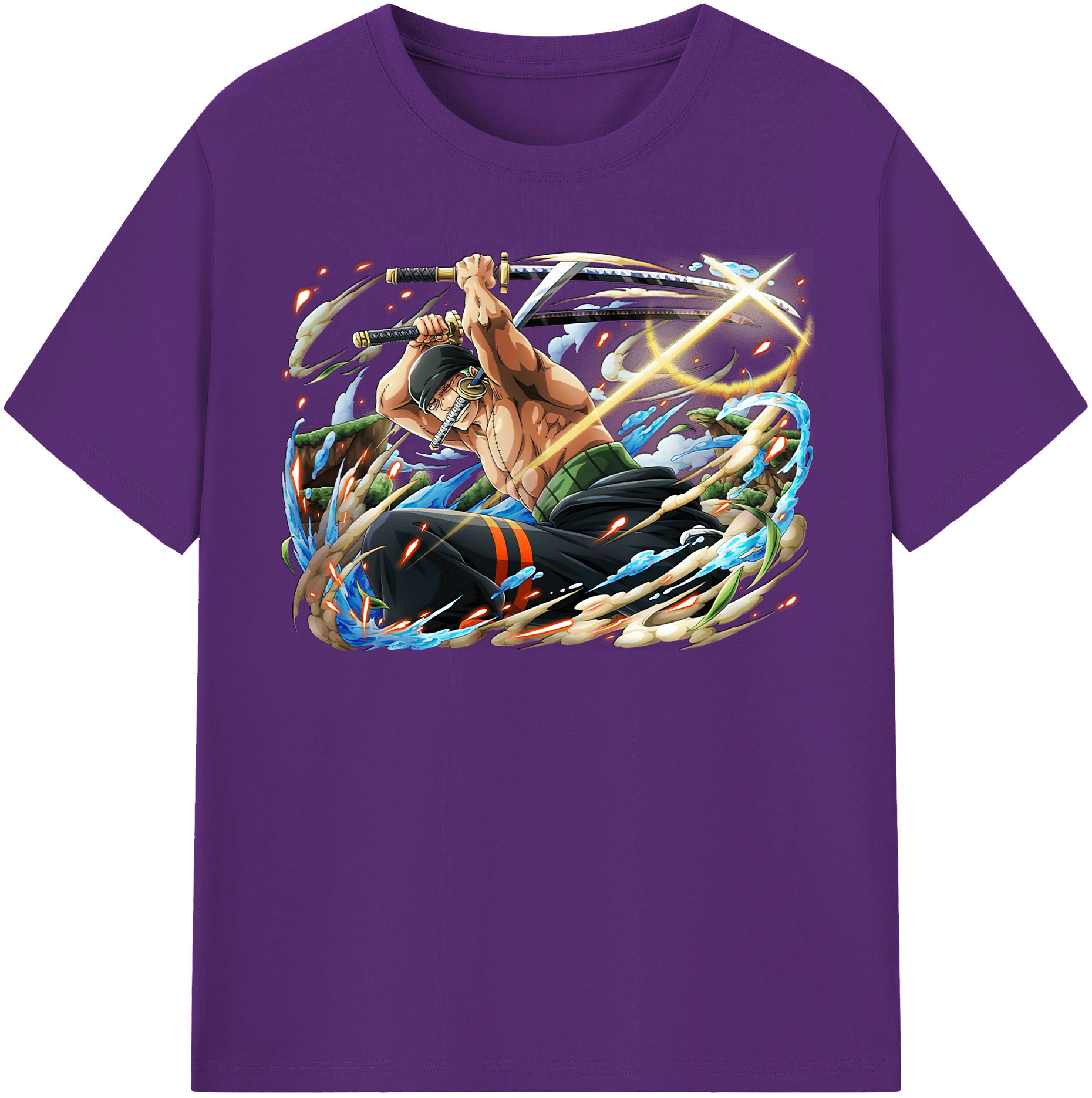 ワンピース ロロノア・ゾロ ONE PIECE Roronoa Zoro 綿100％半袖Tシャツ（フロントプリント）
