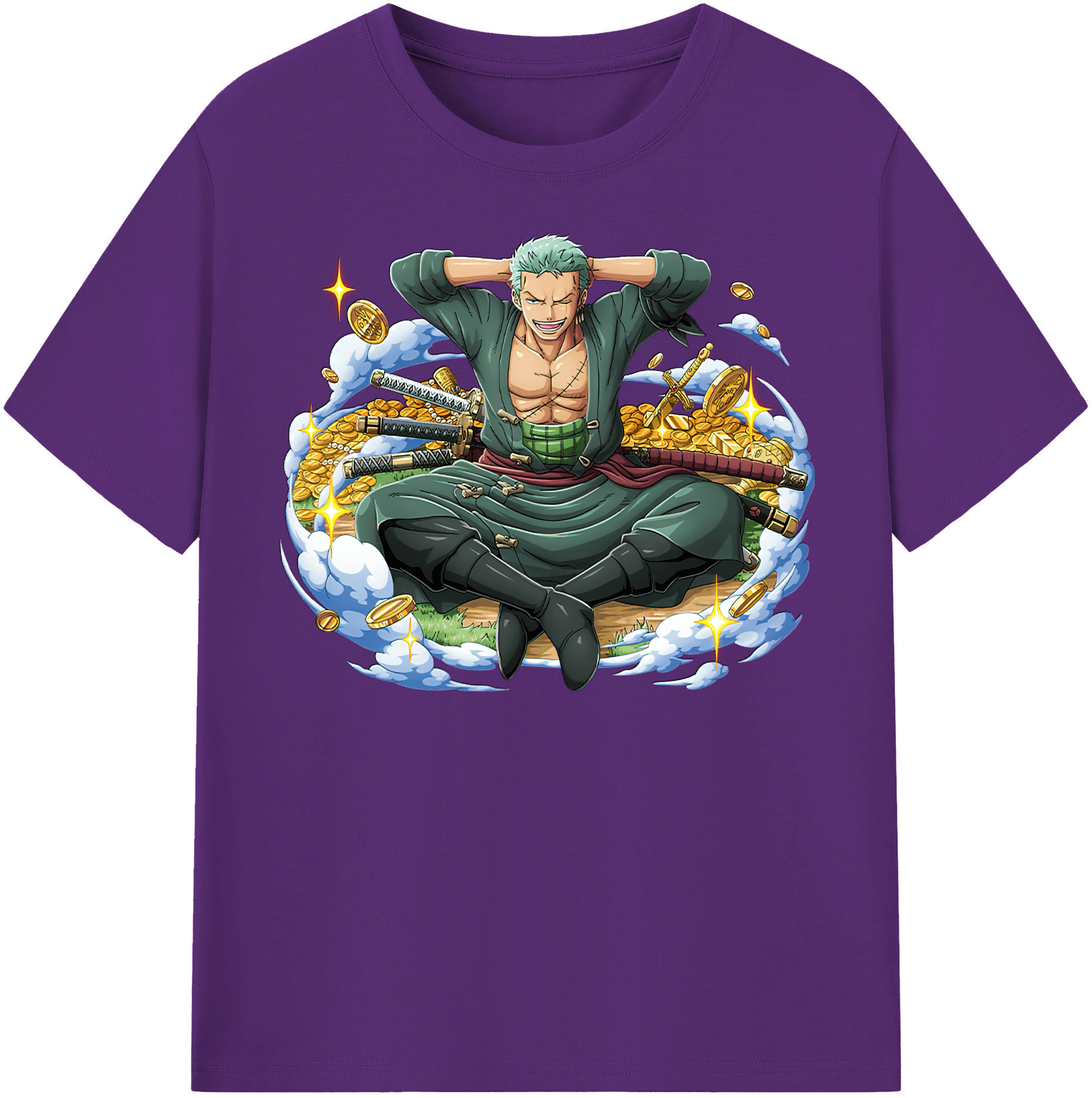 ワンピース ロロノア・ゾロ ONE PIECE Roronoa Zoro 綿100％半袖Tシャツ（フロントプリント）