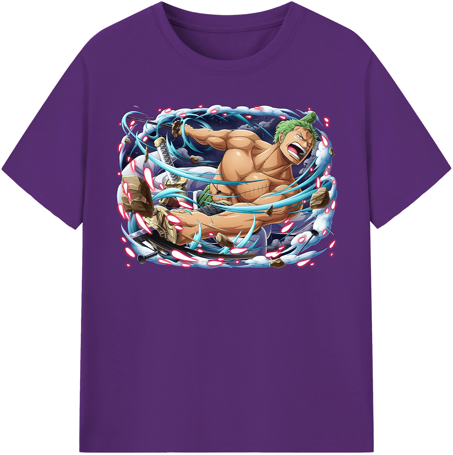 ワンピース ロロノア・ゾロ ONE PIECE Roronoa Zoro 綿100％半袖Tシャツ（フロントプリント）