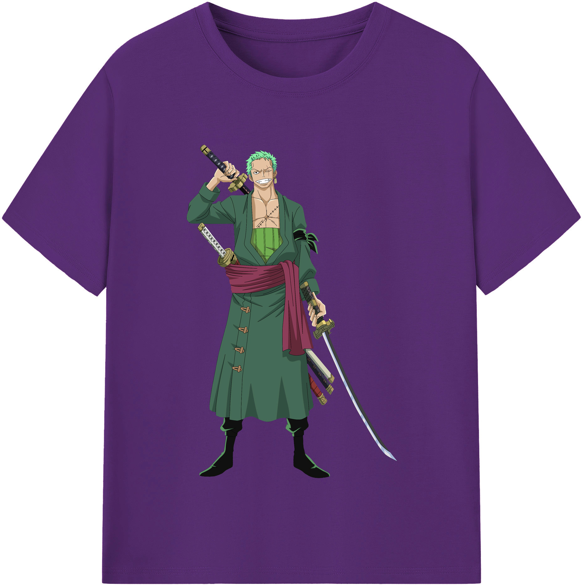 ワンピース ロロノア・ゾロ ONE PIECE Roronoa Zoro 綿100％半袖Tシャツ（フロントプリント）