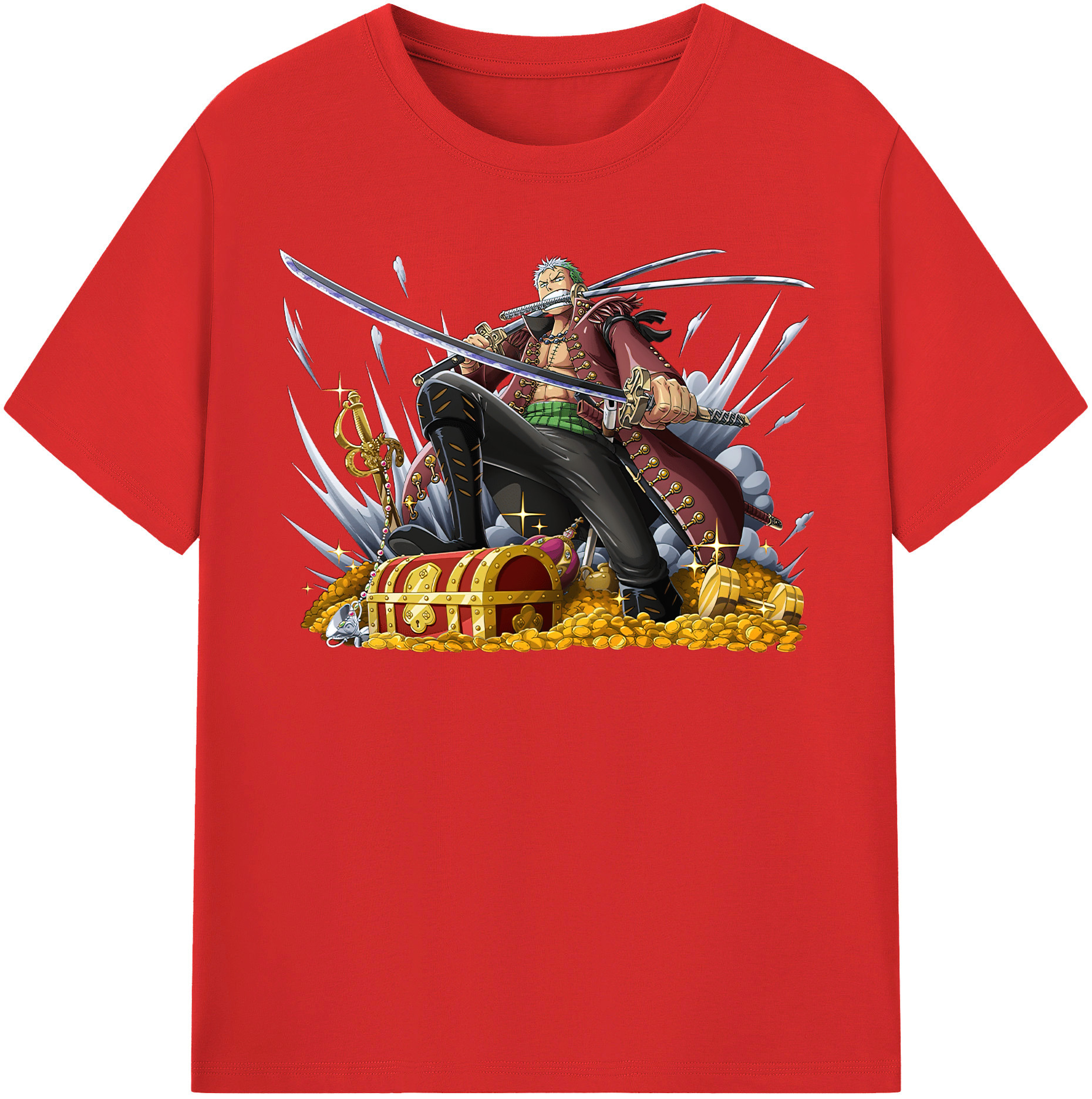 ワンピース ロロノア・ゾロ ONE PIECE Roronoa Zoro 綿100％半袖Tシャツ（フロントプリント）