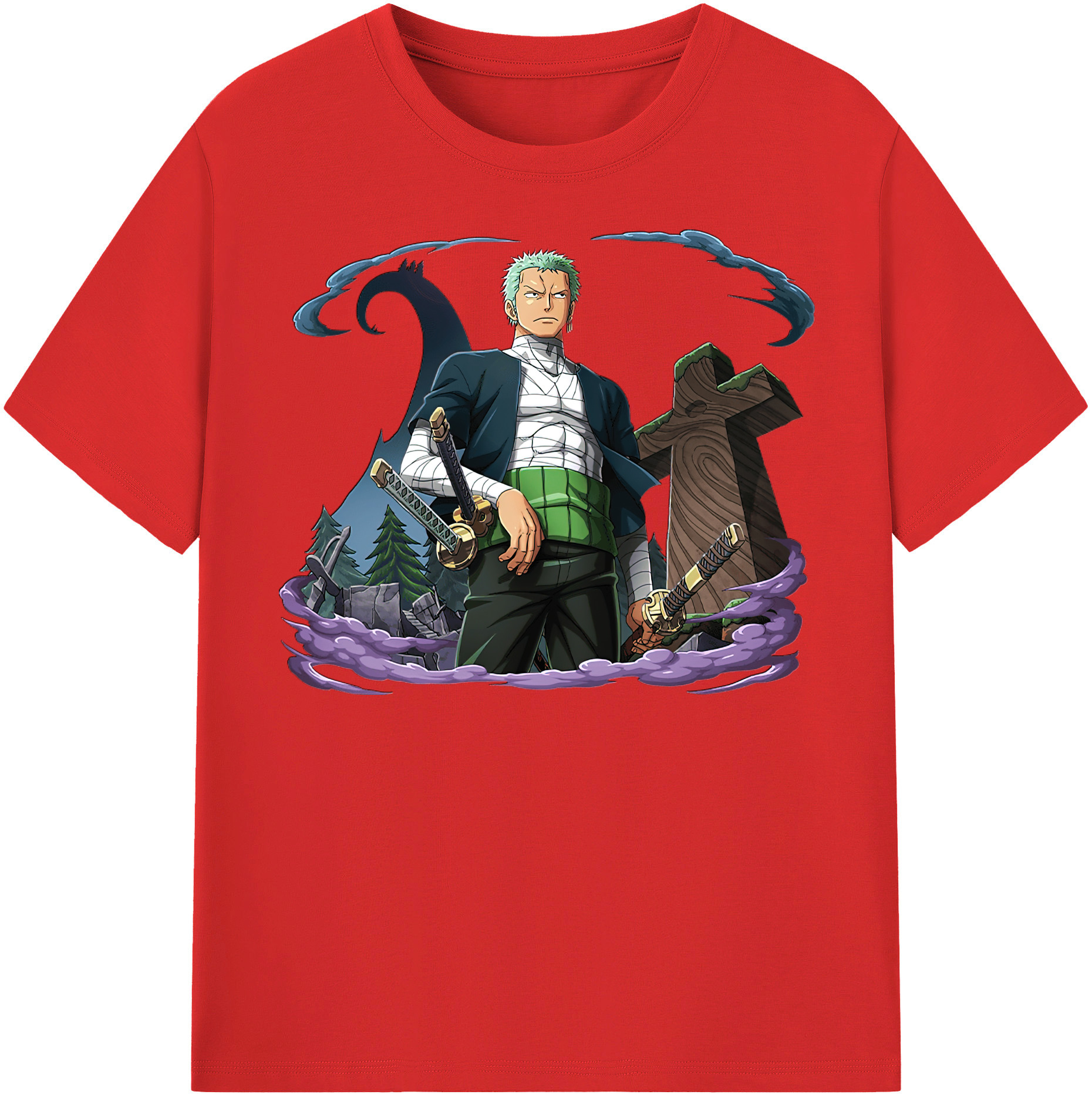 ワンピース ロロノア・ゾロ ONE PIECE Roronoa Zoro 綿100％半袖Tシャツ（フロントプリント）