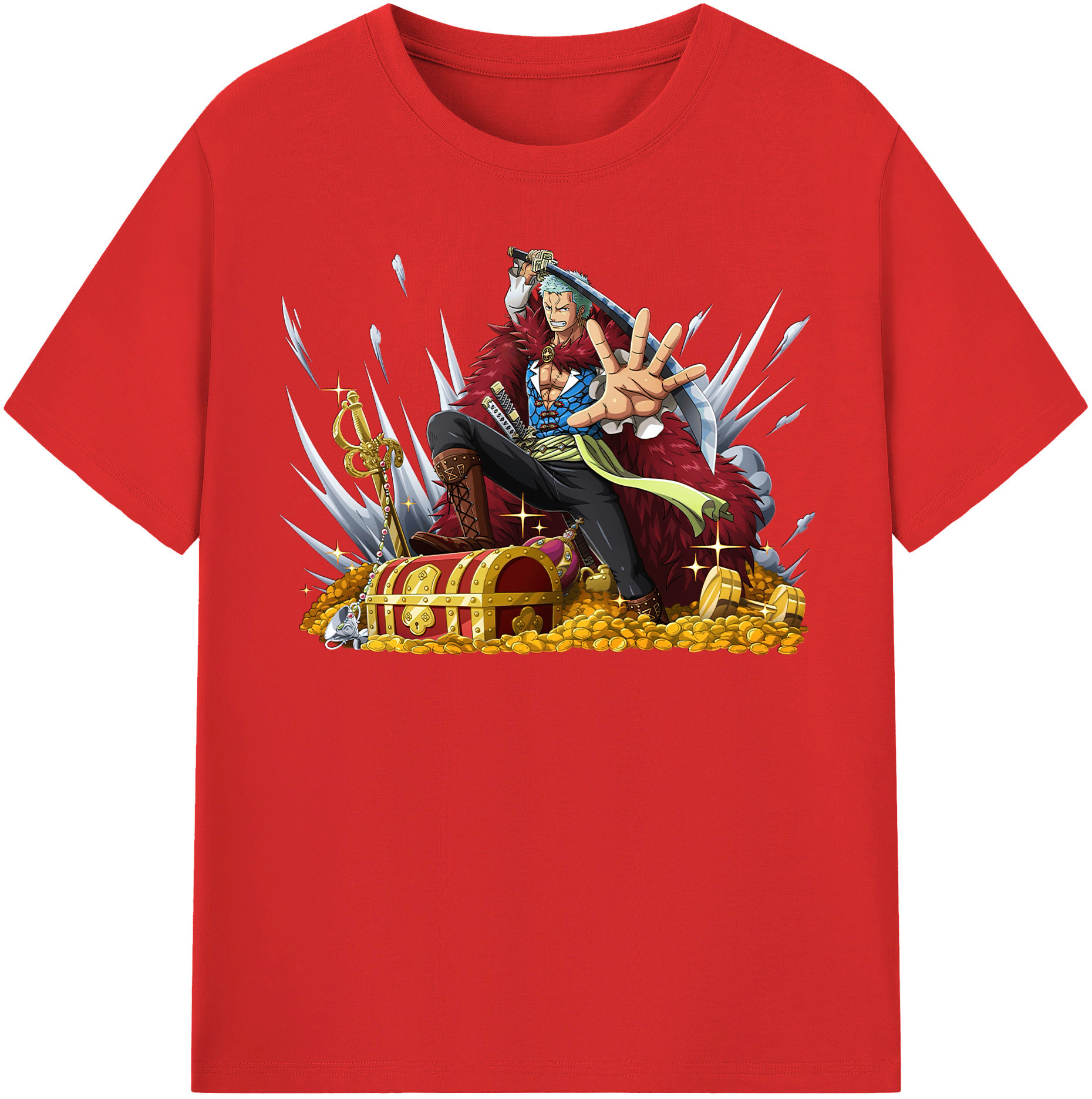 ワンピース ロロノア・ゾロ ONE PIECE Roronoa Zoro 綿100％半袖Tシャツ（フロントプリント）