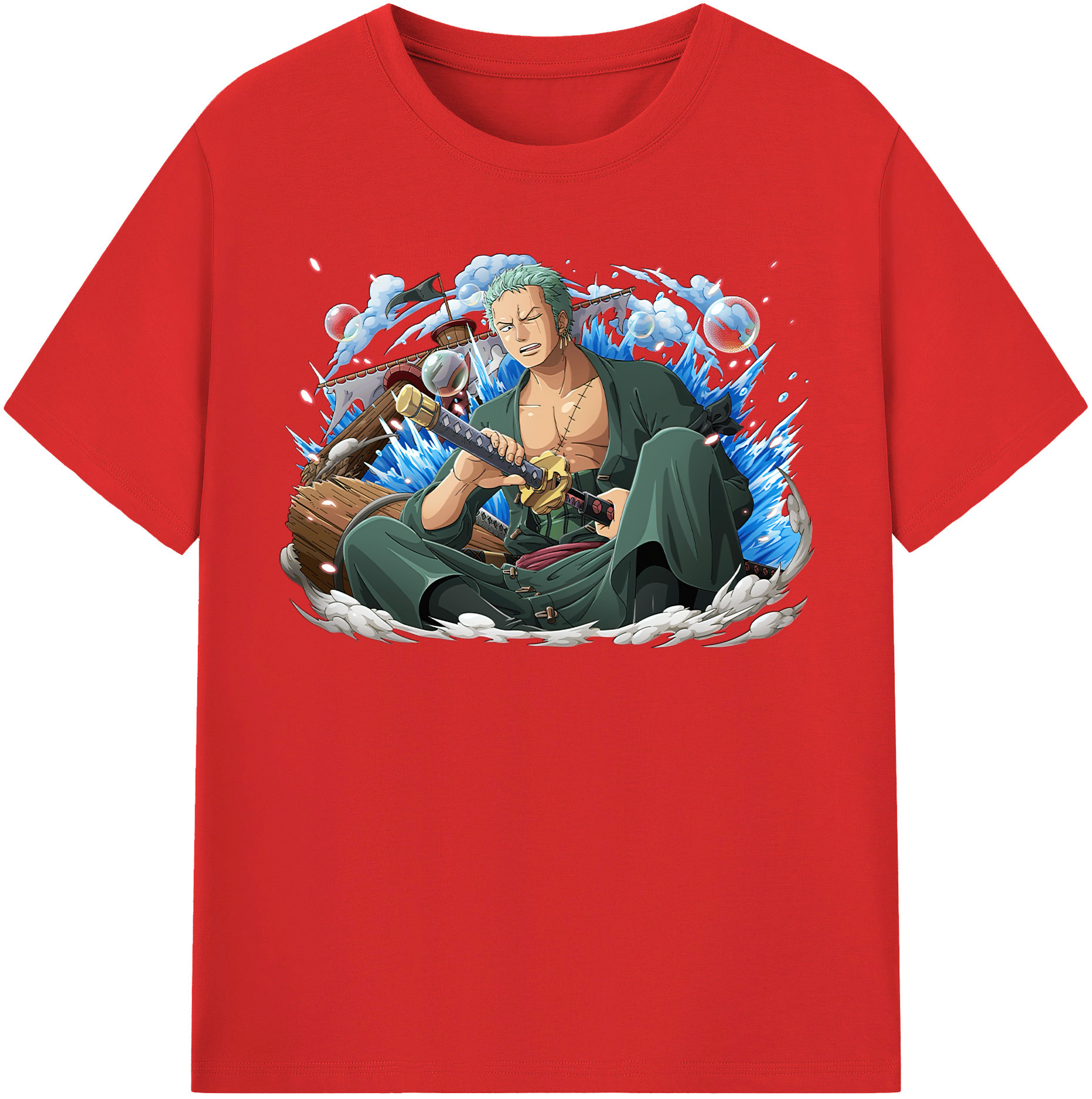 ワンピース ロロノア・ゾロ ONE PIECE Roronoa Zoro 綿100％半袖Tシャツ（フロントプリント）