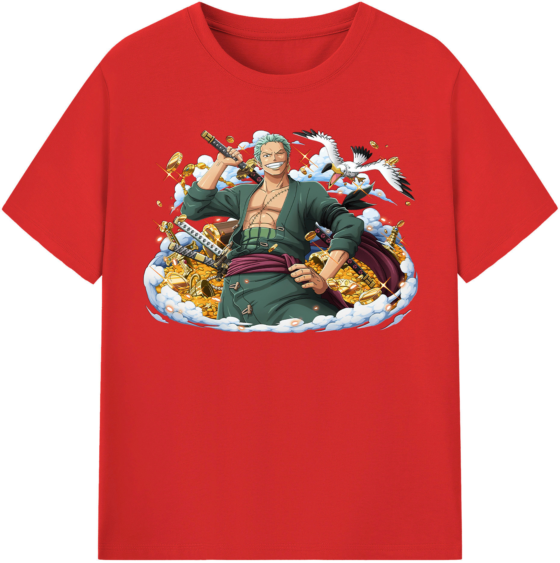 ワンピース ロロノア・ゾロ ONE PIECE Roronoa Zoro 綿100％半袖Tシャツ（フロントプリント）