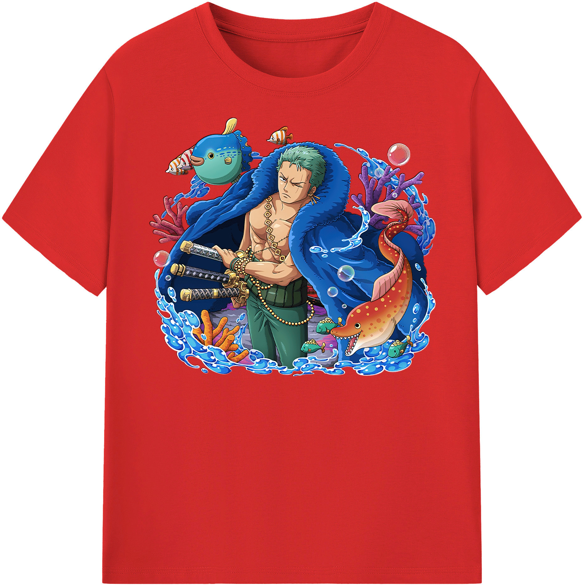 ワンピース ロロノア・ゾロ ONE PIECE Roronoa Zoro 綿100％半袖Tシャツ（フロントプリント）