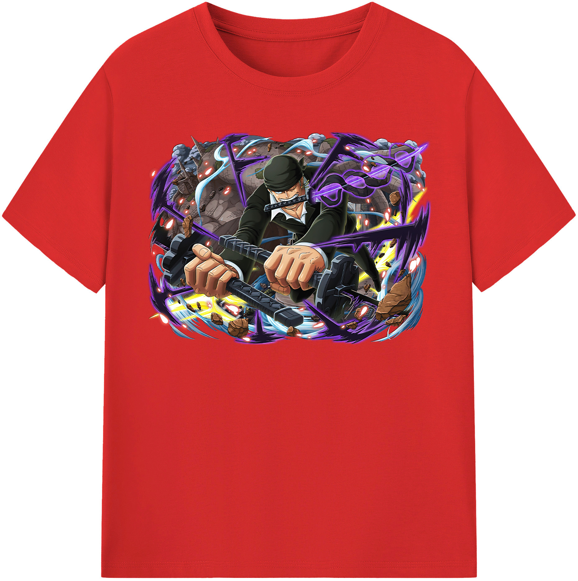 ワンピース ロロノア・ゾロ ONE PIECE Roronoa Zoro 綿100％半袖Tシャツ（フロントプリント）