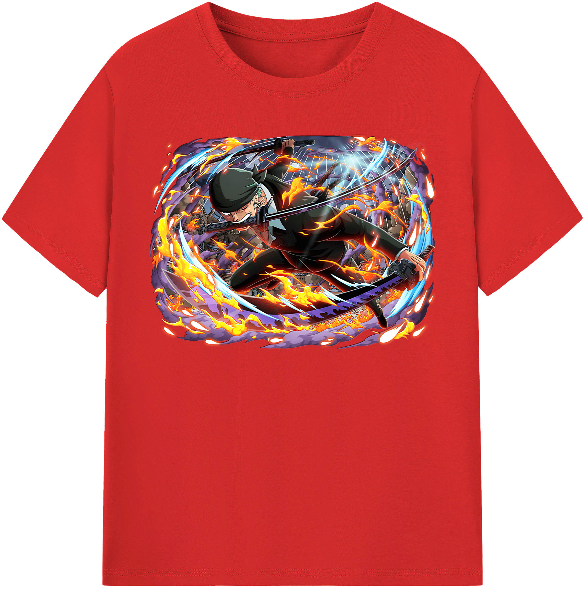 ワンピース ロロノア・ゾロ ONE PIECE Roronoa Zoro 綿100％半袖Tシャツ（フロントプリント）