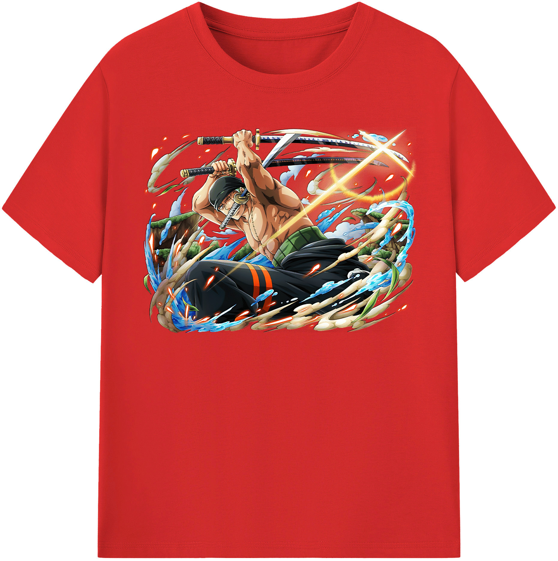ワンピース ロロノア・ゾロ ONE PIECE Roronoa Zoro 綿100％半袖Tシャツ（フロントプリント）