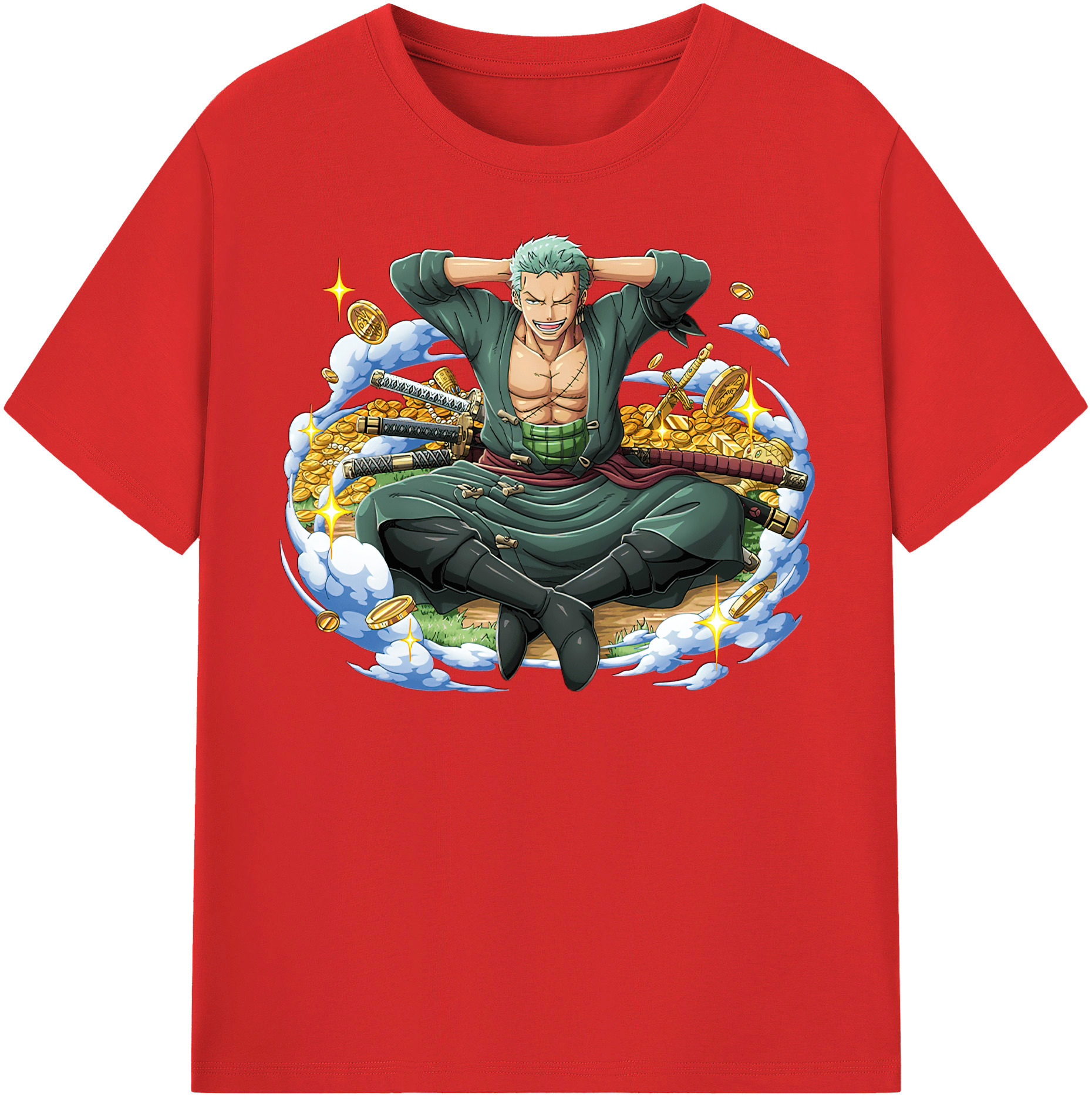 ワンピース ロロノア・ゾロ ONE PIECE Roronoa Zoro 綿100％半袖Tシャツ（フロントプリント）