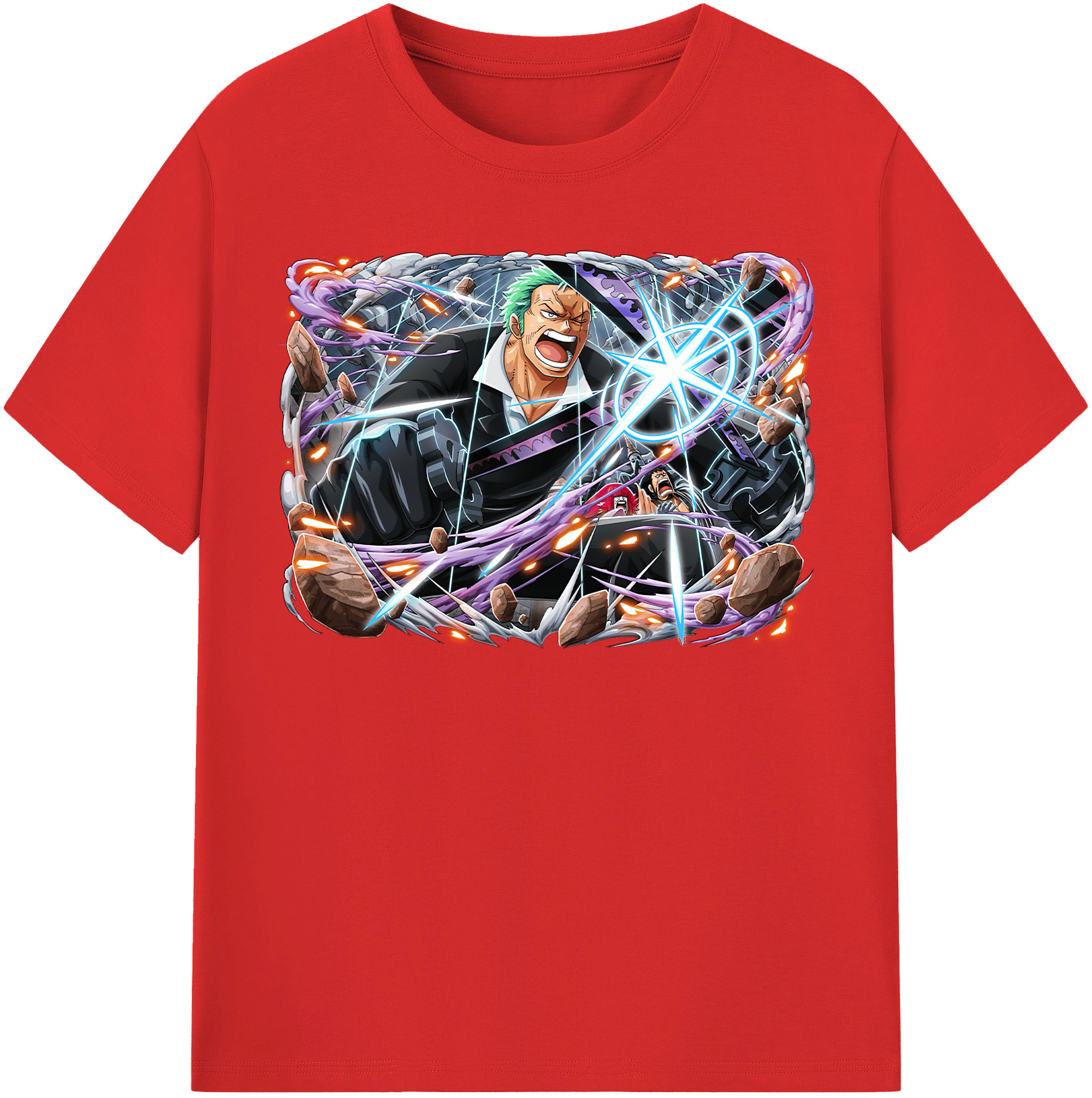 ワンピース ロロノア・ゾロ ONE PIECE Roronoa Zoro 綿100％半袖Tシャツ（フロントプリント）