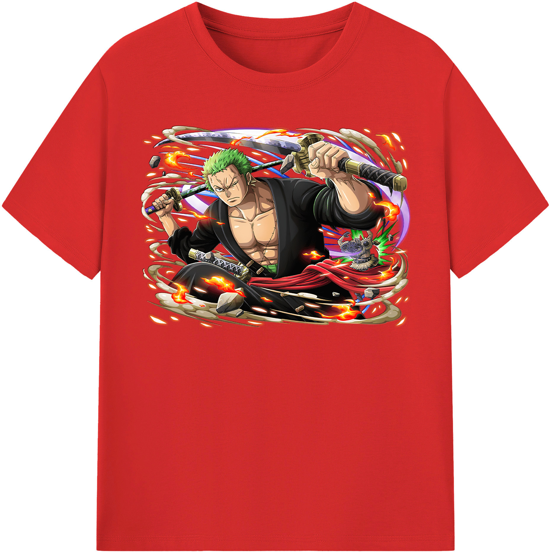 ワンピース ロロノア・ゾロ ONE PIECE Roronoa Zoro 綿100％半袖Tシャツ（フロントプリント）