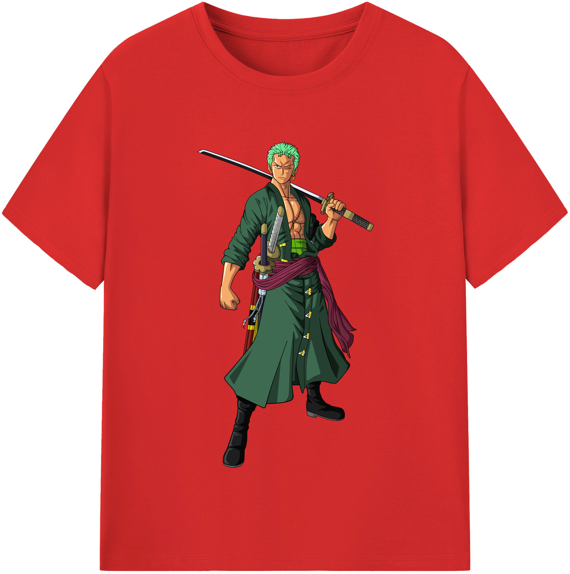 ワンピース ロロノア・ゾロ ONE PIECE Roronoa Zoro 綿100％半袖Tシャツ（フロントプリント）