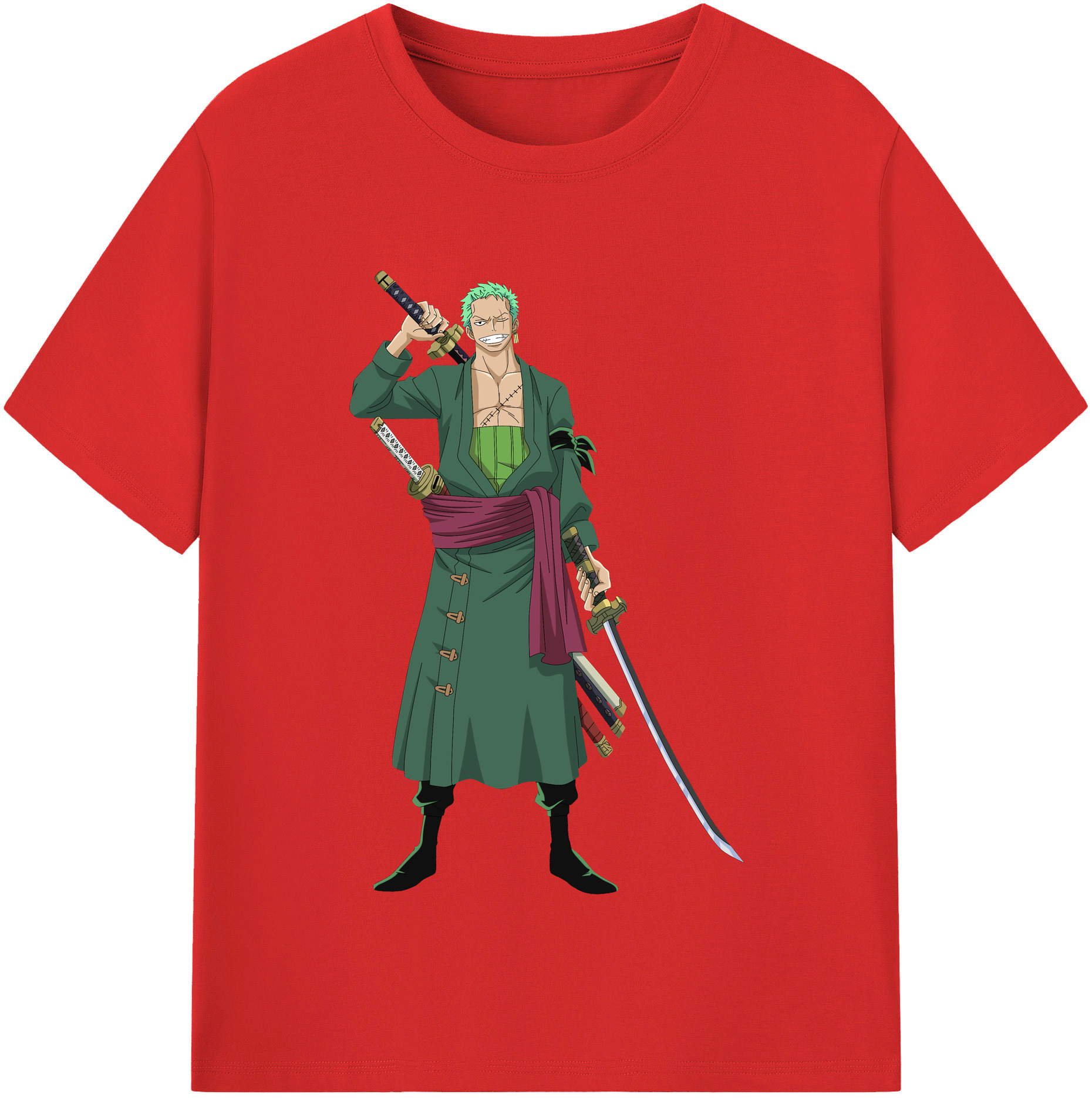 ワンピース ロロノア・ゾロ ONE PIECE Roronoa Zoro 綿100％半袖Tシャツ（フロントプリント）