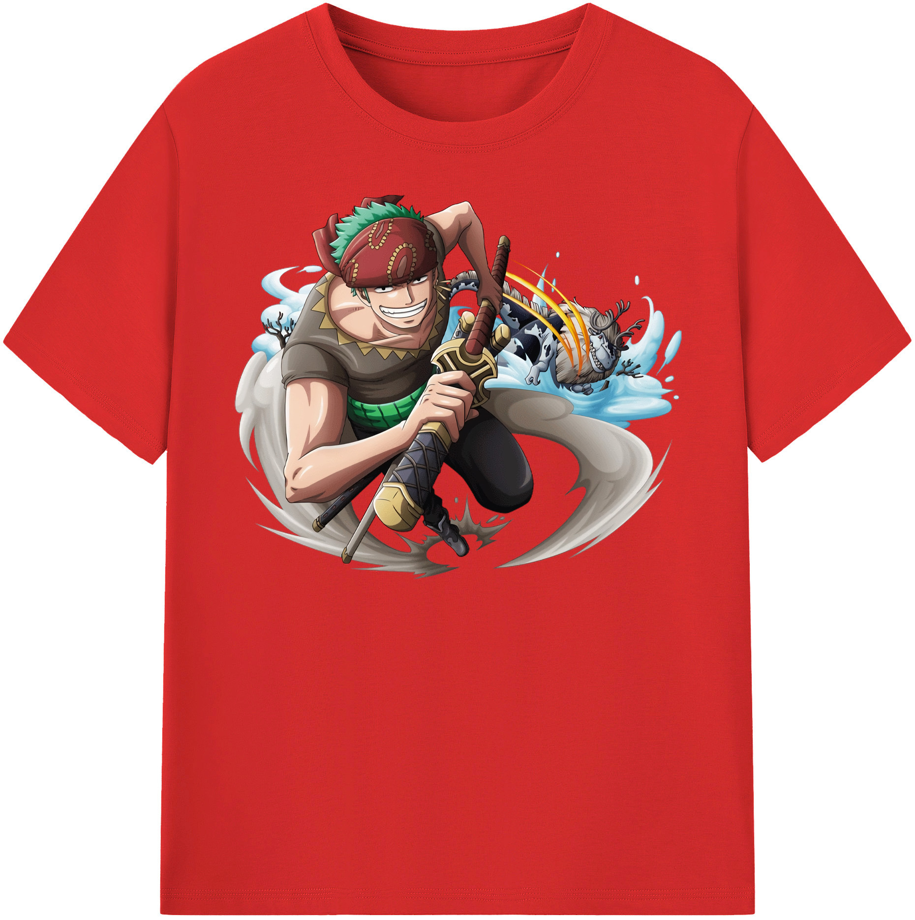 ワンピース ロロノア・ゾロ ONE PIECE Roronoa Zoro 綿100％半袖Tシャツ（フロントプリント）