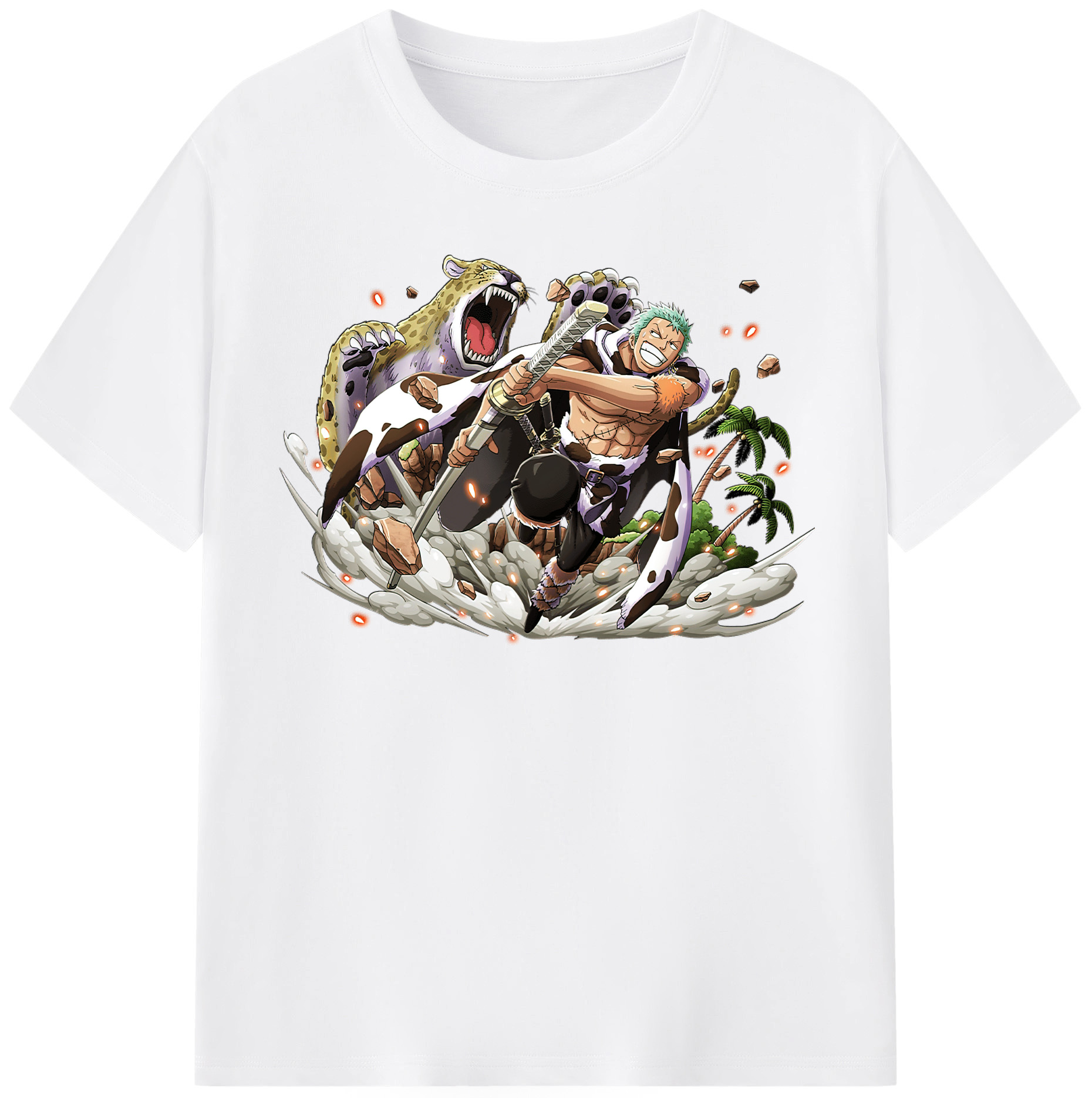 ワンピース ロロノア・ゾロ ONE PIECE Roronoa Zoro 綿100％半袖Tシャツ（フロントプリント）