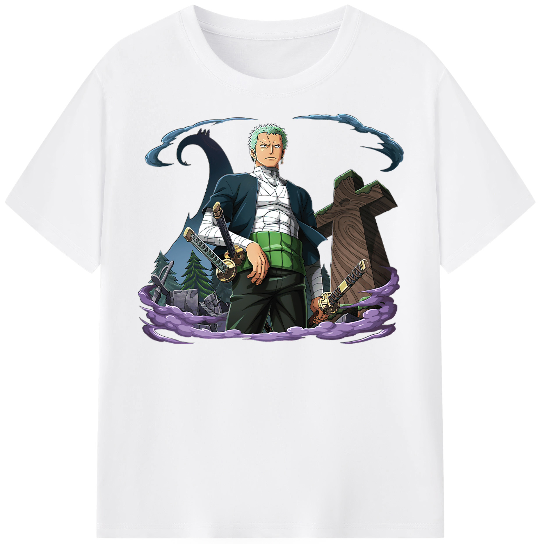 ワンピース ロロノア・ゾロ ONE PIECE Roronoa Zoro 綿100％半袖Tシャツ（フロントプリント）
