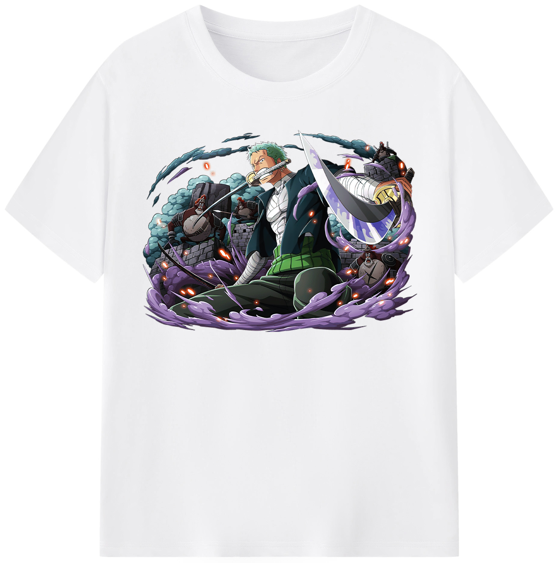 ワンピース ロロノア・ゾロ ONE PIECE Roronoa Zoro 綿100％半袖Tシャツ（フロントプリント）