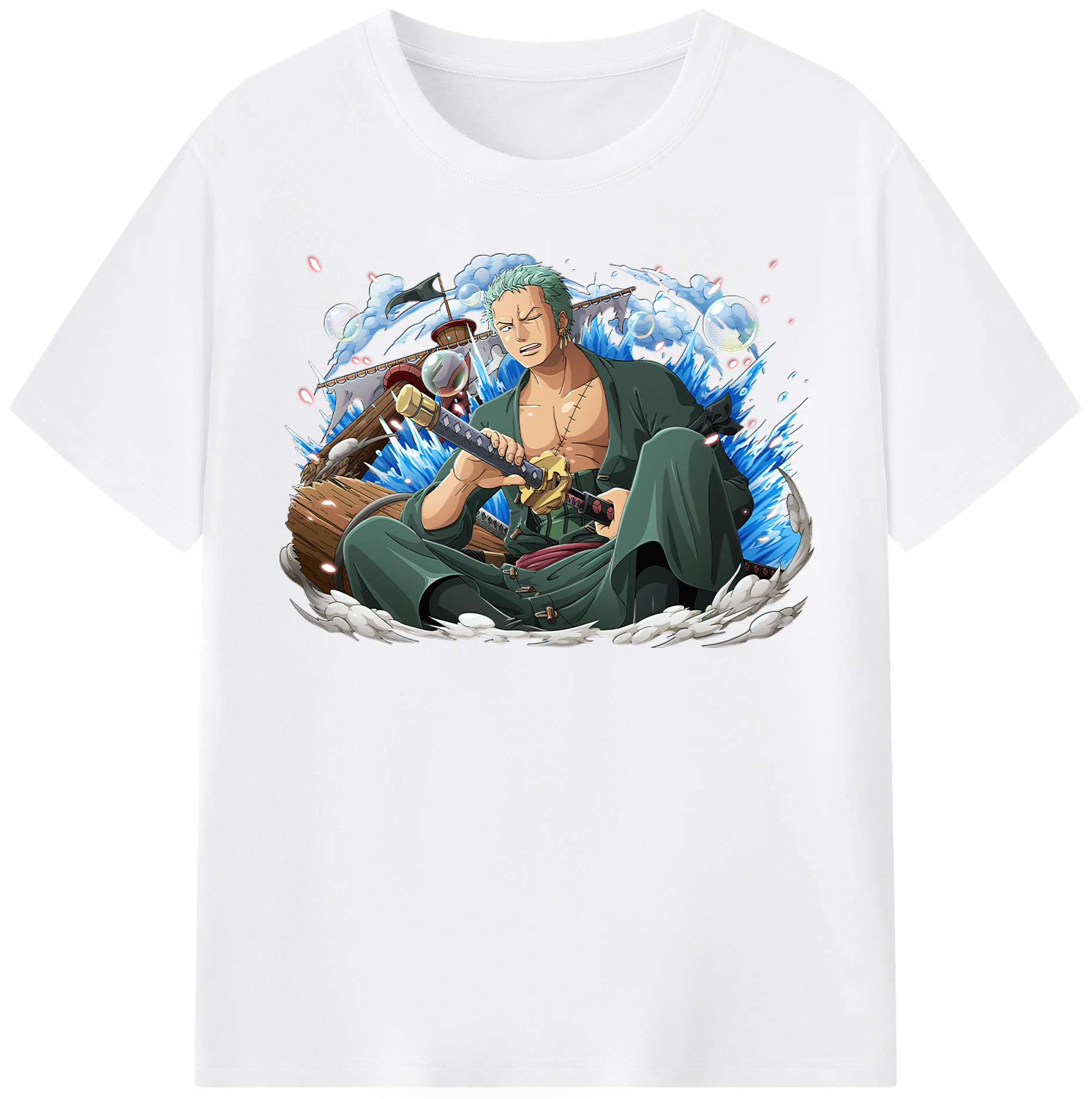 ワンピース ロロノア・ゾロ ONE PIECE Roronoa Zoro 綿100％半袖Tシャツ（フロントプリント）