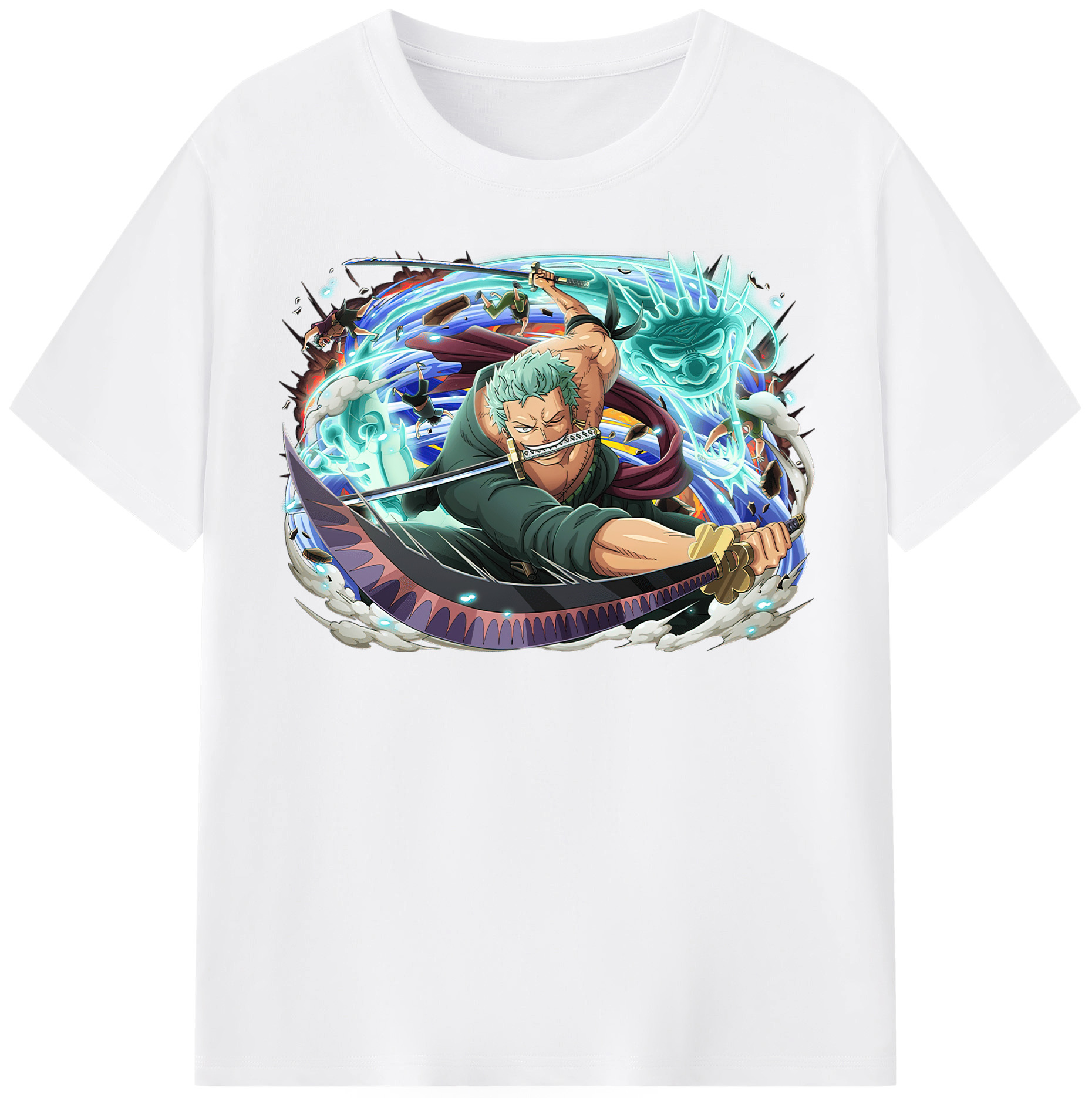 ワンピース ロロノア・ゾロ ONE PIECE Roronoa Zoro 綿100％半袖Tシャツ（フロントプリント）