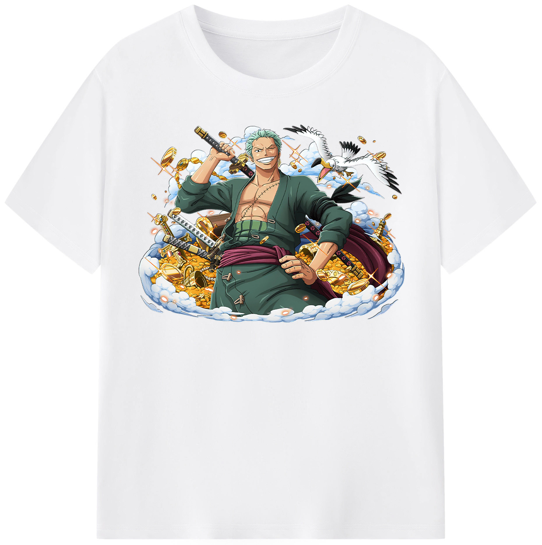 ワンピース ロロノア・ゾロ ONE PIECE Roronoa Zoro 綿100％半袖Tシャツ（フロントプリント）