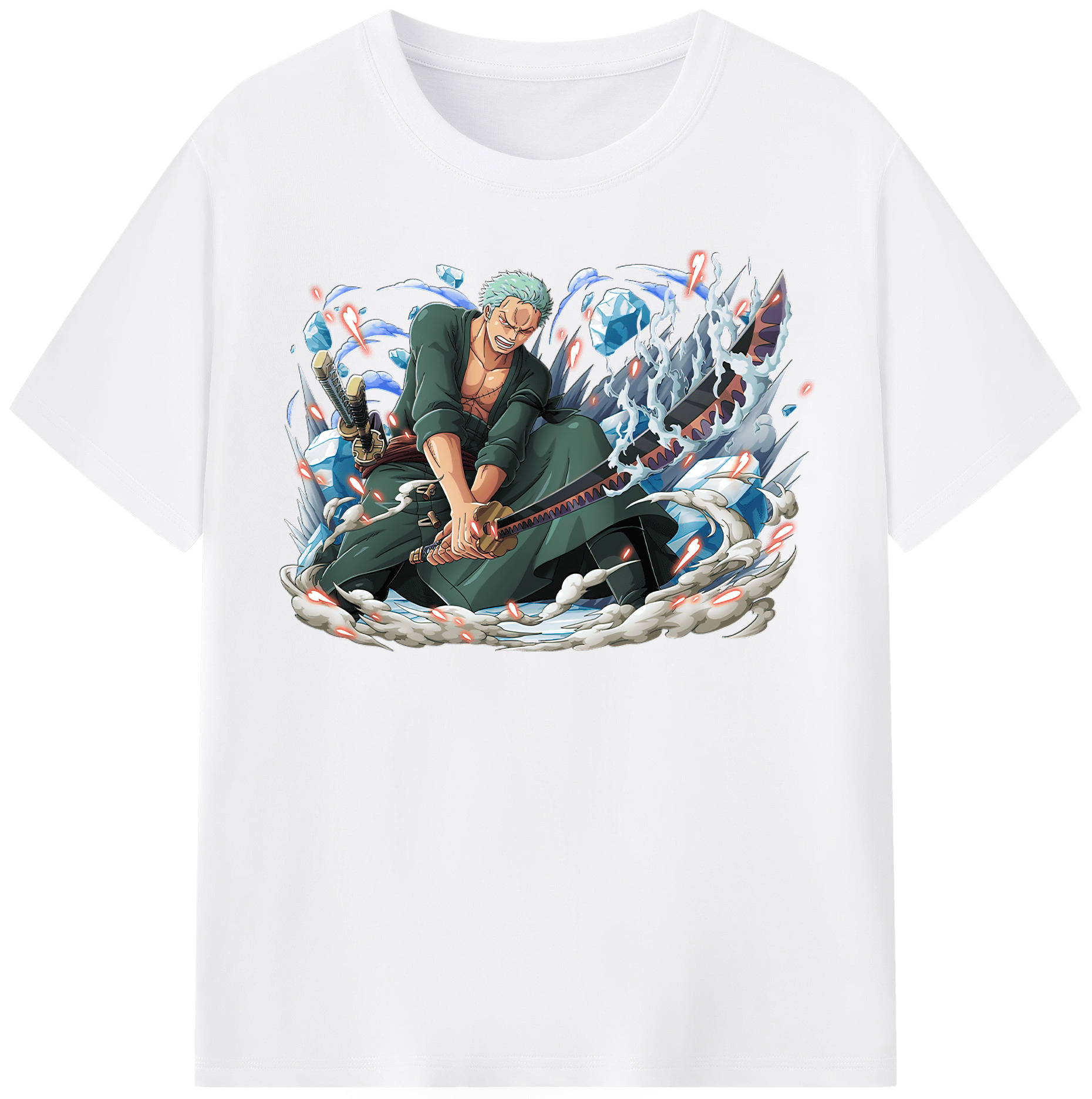 ワンピース ロロノア・ゾロ ONE PIECE Roronoa Zoro 綿100％半袖Tシャツ（フロントプリント）