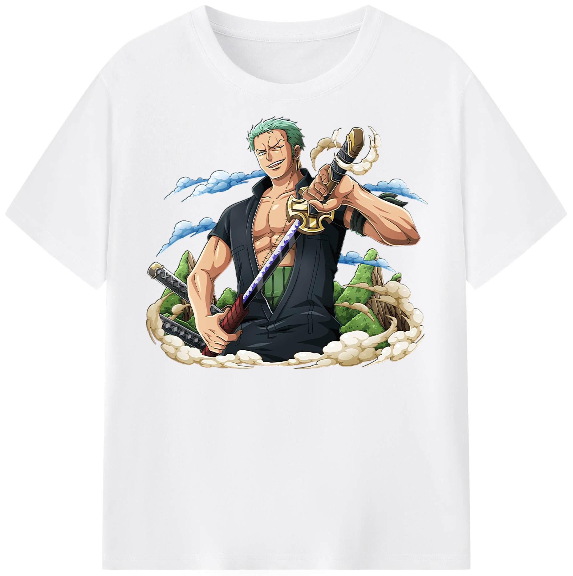 ワンピース ロロノア・ゾロ ONE PIECE Roronoa Zoro 綿100％半袖Tシャツ（フロントプリント）