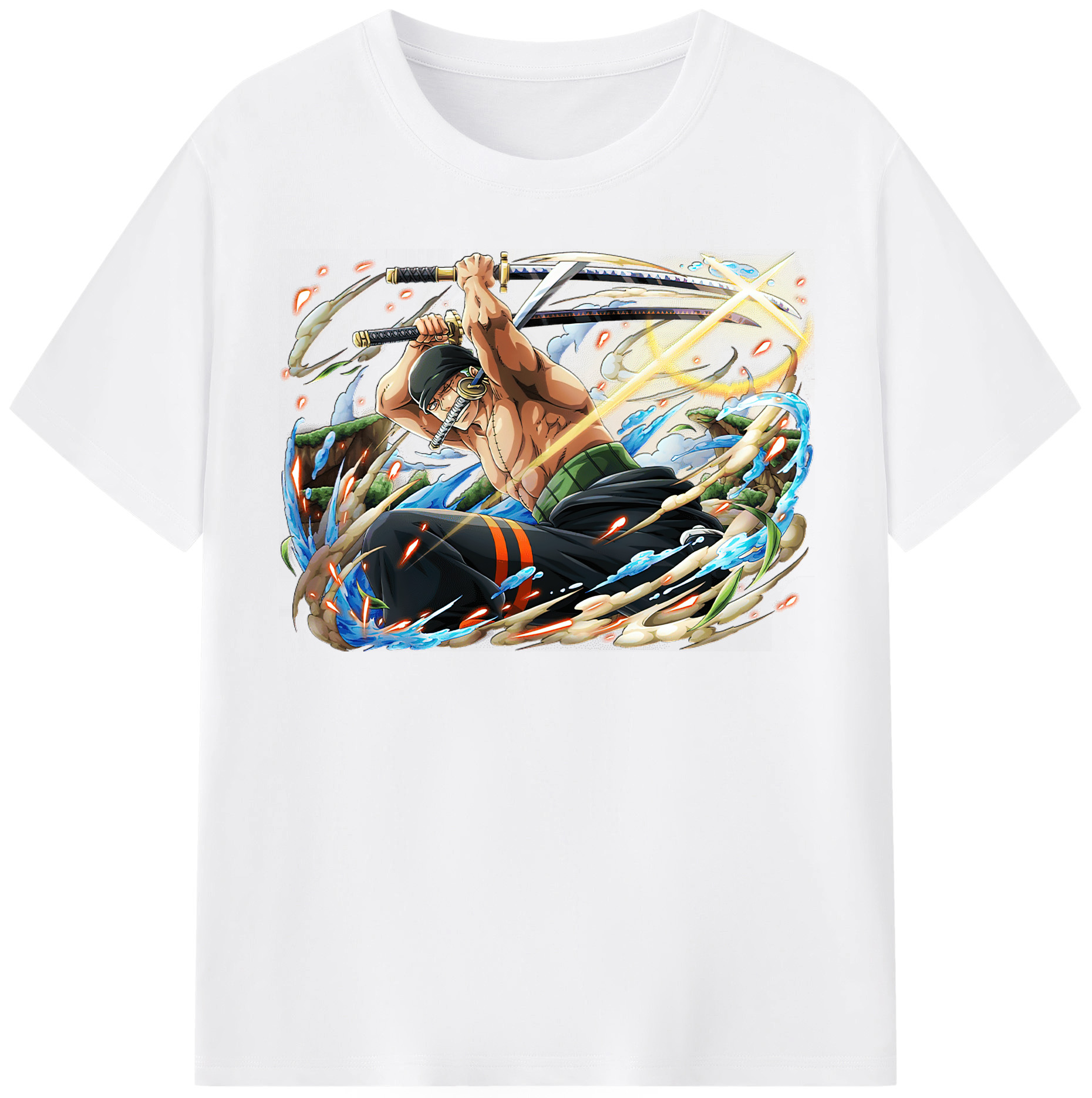 ワンピース ロロノア・ゾロ ONE PIECE Roronoa Zoro 綿100％半袖Tシャツ（フロントプリント）