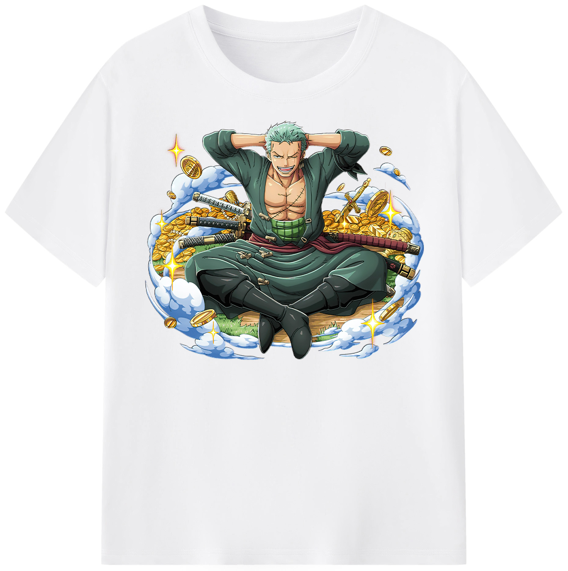 ワンピース ロロノア・ゾロ ONE PIECE Roronoa Zoro 綿100％半袖Tシャツ（フロントプリント）