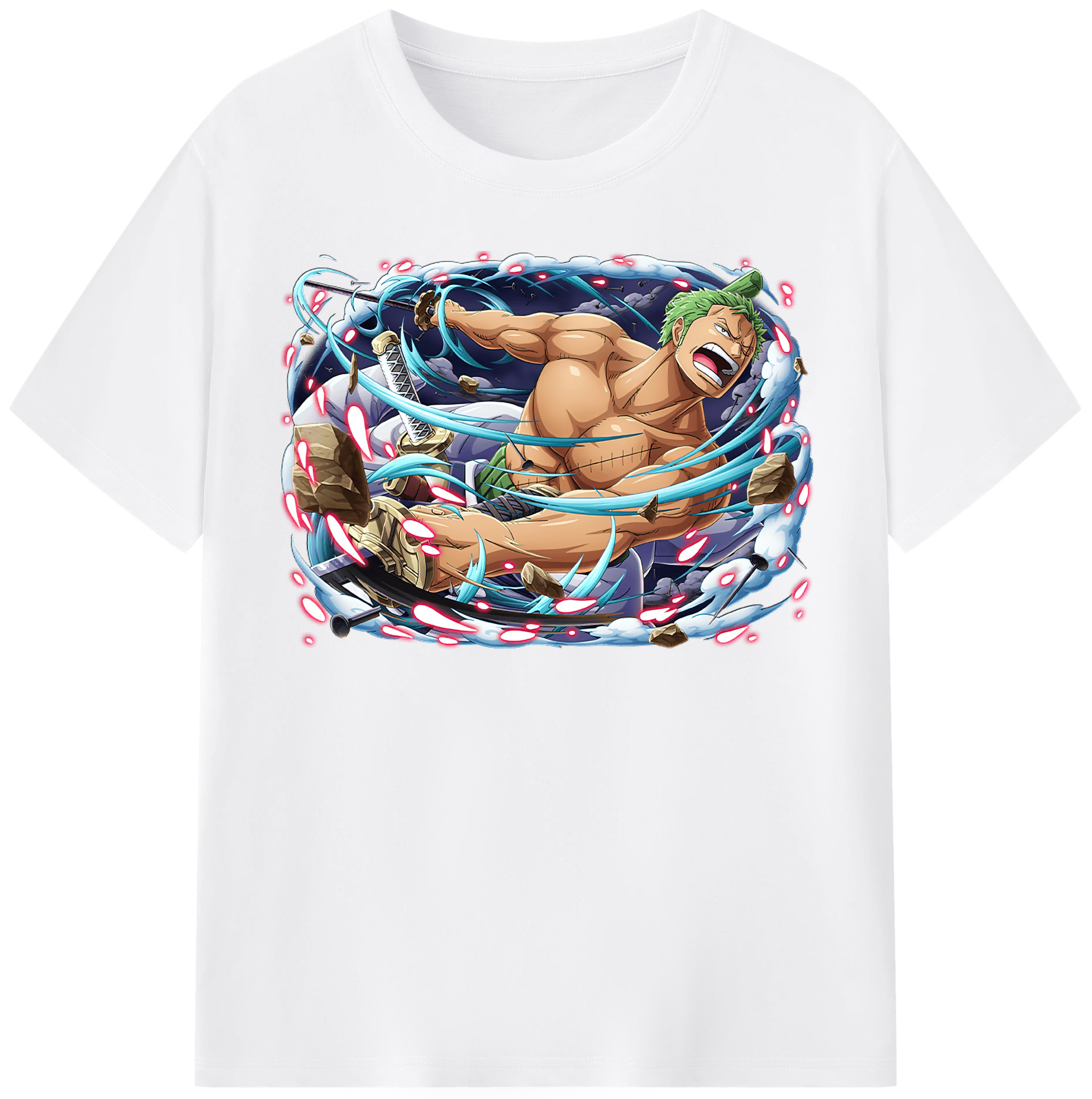 ワンピース ロロノア・ゾロ ONE PIECE Roronoa Zoro 綿100％半袖Tシャツ（フロントプリント）