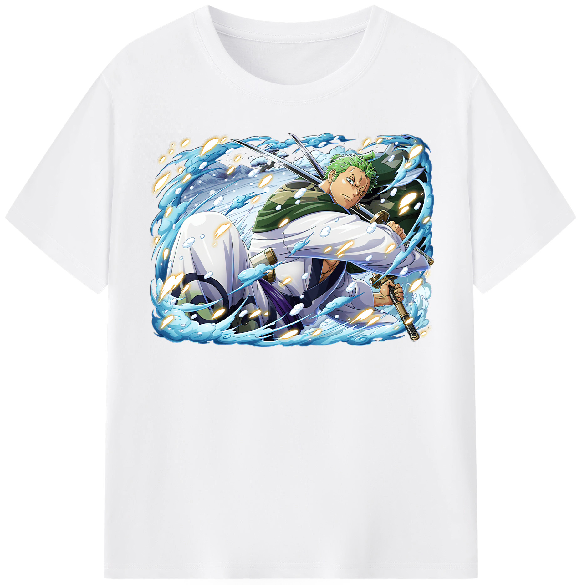 ワンピース ロロノア・ゾロ ONE PIECE Roronoa Zoro 綿100％半袖Tシャツ（フロントプリント）