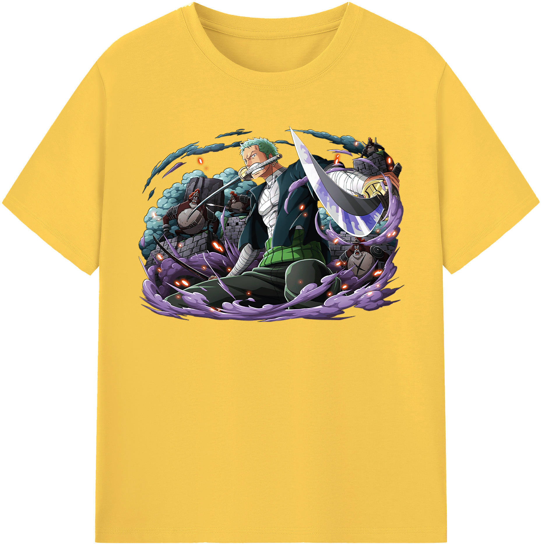 ワンピース ロロノア・ゾロ ONE PIECE Roronoa Zoro 綿100％半袖Tシャツ（フロントプリント）