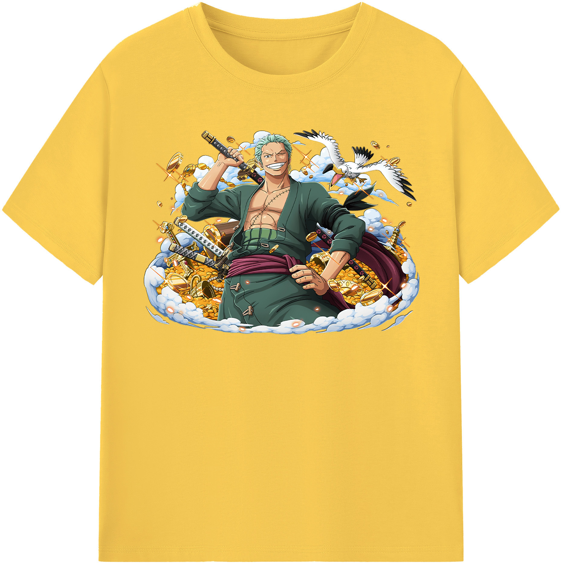 ワンピース ロロノア・ゾロ ONE PIECE Roronoa Zoro 綿100％半袖Tシャツ（フロントプリント）