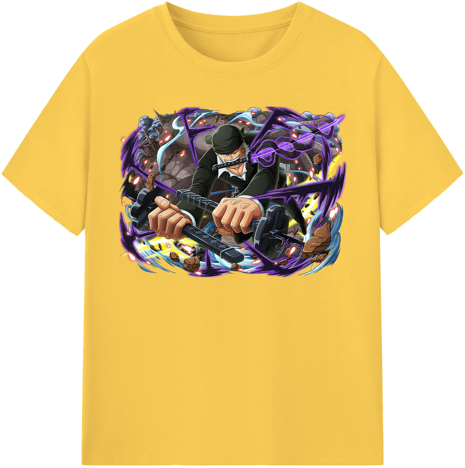 ワンピース ロロノア・ゾロ ONE PIECE Roronoa Zoro 綿100％半袖Tシャツ（フロントプリント）