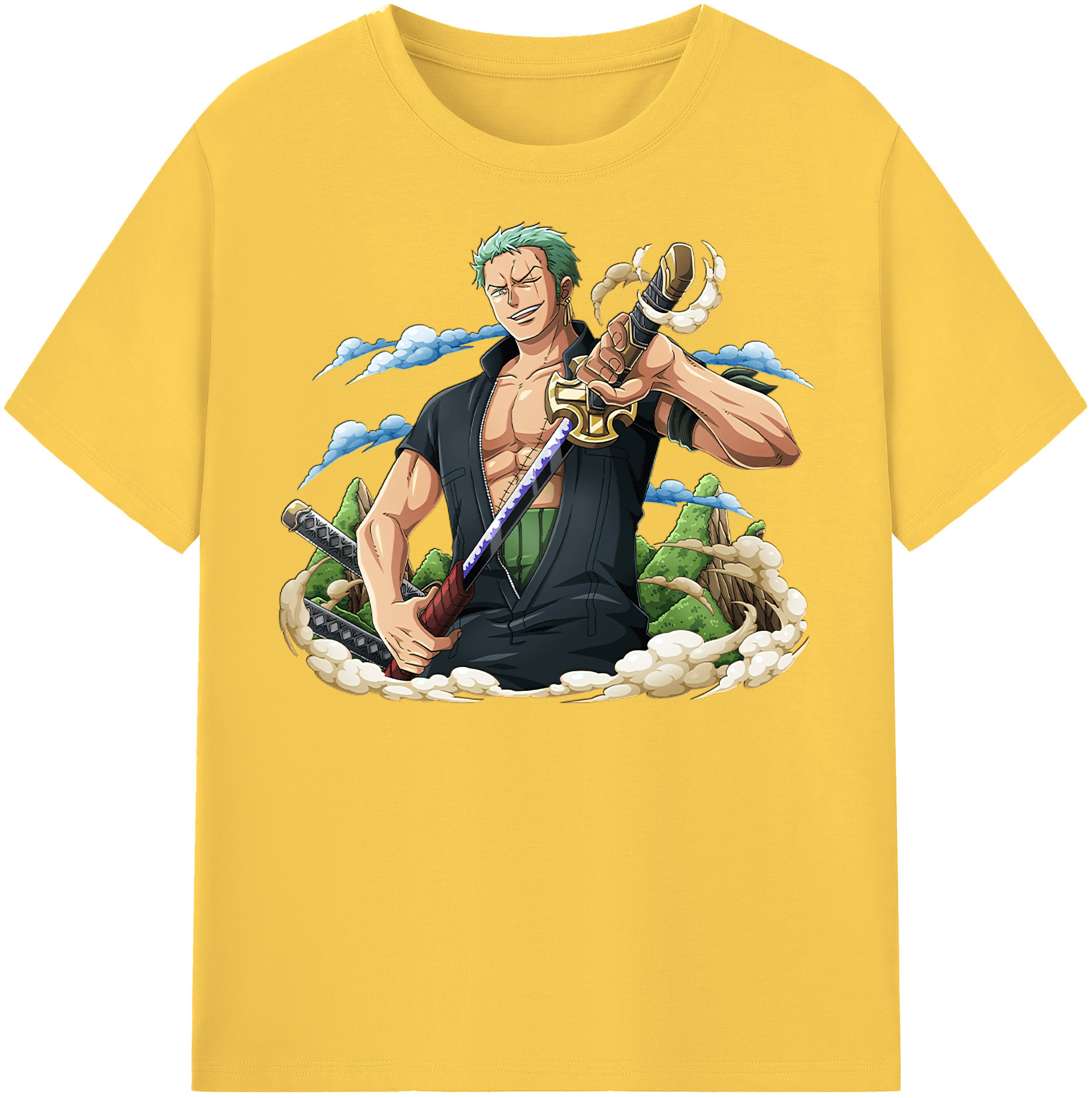 ワンピース ロロノア・ゾロ ONE PIECE Roronoa Zoro 綿100％半袖Tシャツ（フロントプリント）