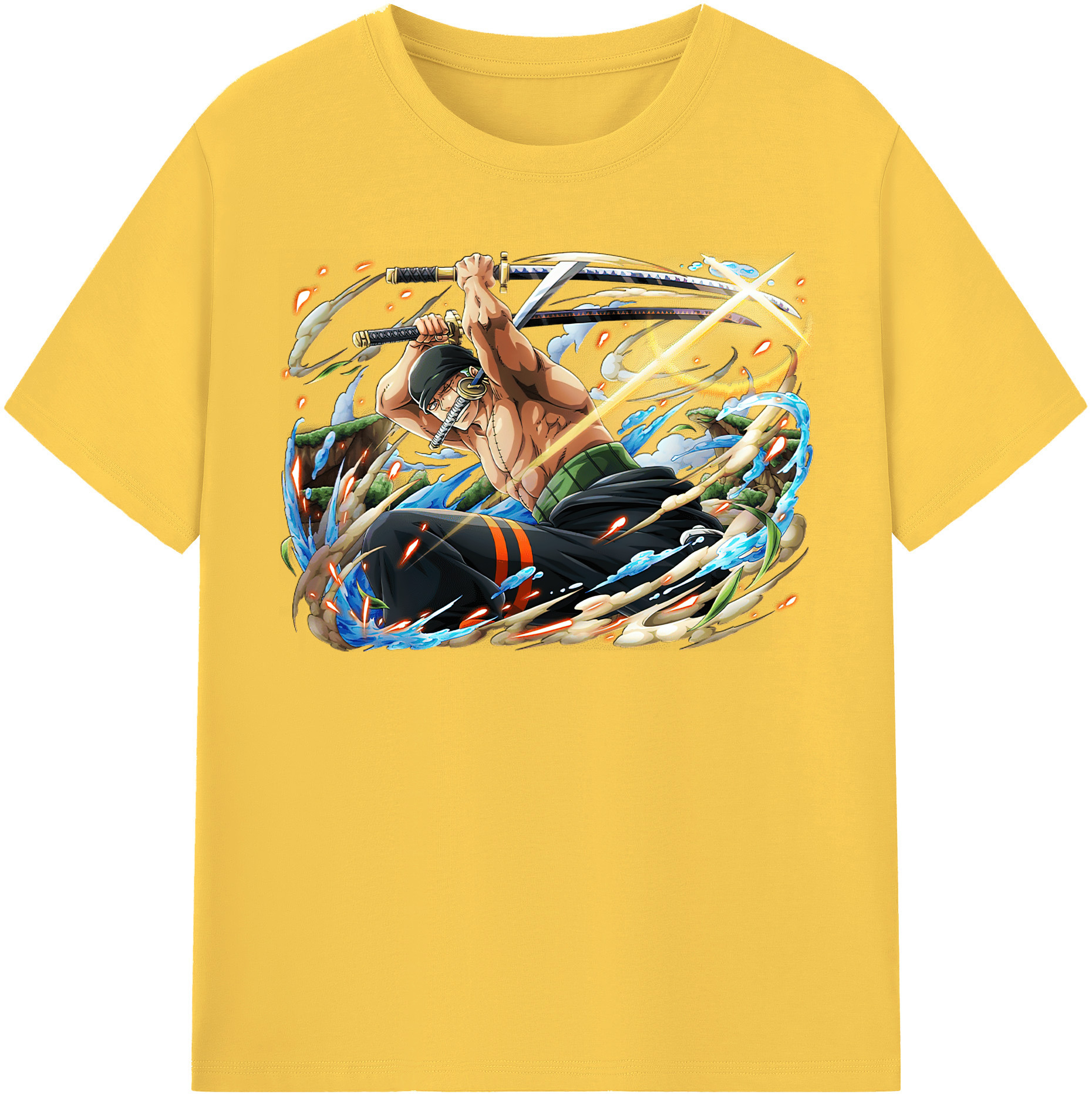 ワンピース ロロノア・ゾロ ONE PIECE Roronoa Zoro 綿100％半袖Tシャツ（フロントプリント）