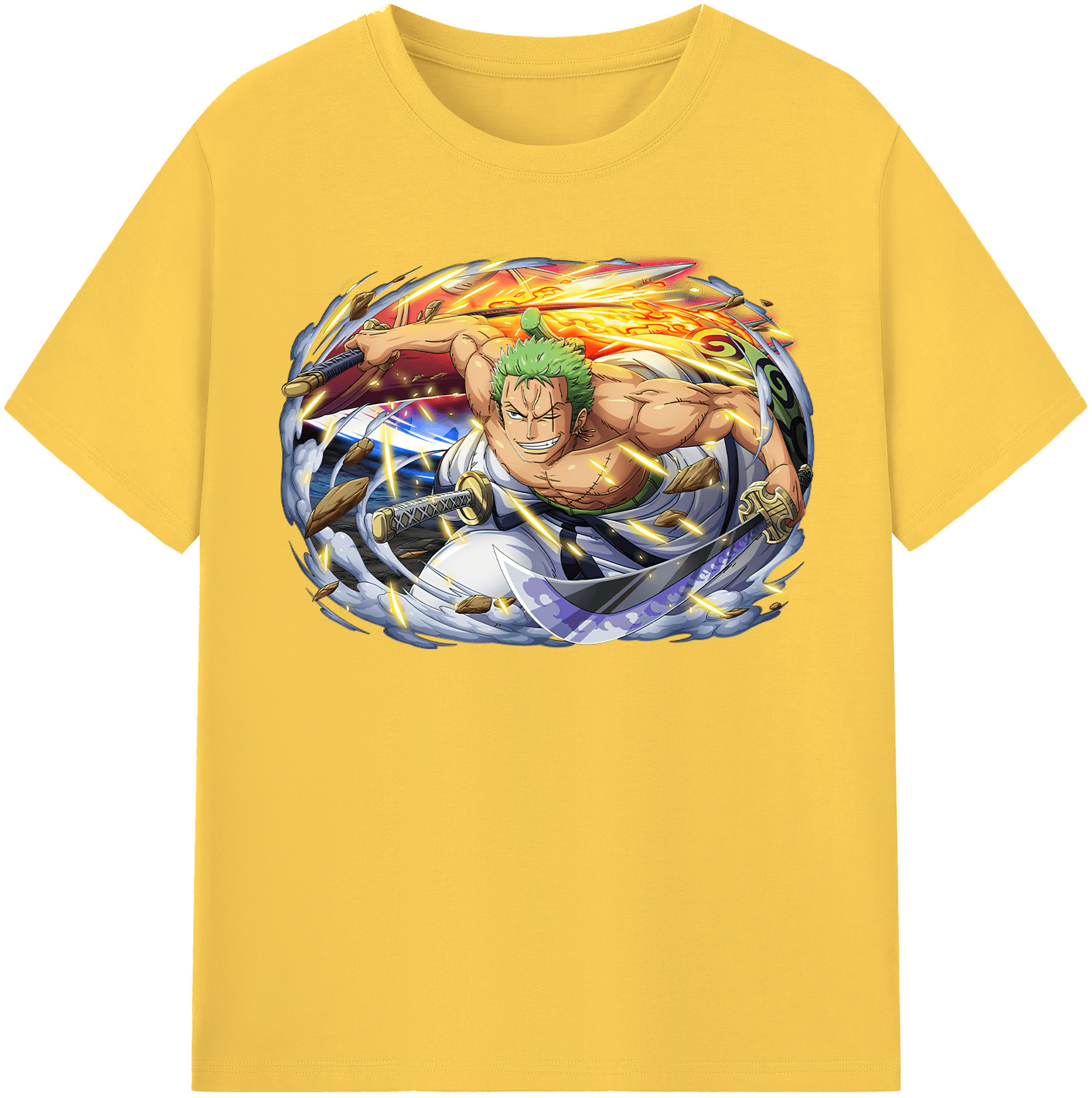 ワンピース ロロノア・ゾロ ONE PIECE Roronoa Zoro 綿100％半袖Tシャツ（フロントプリント）