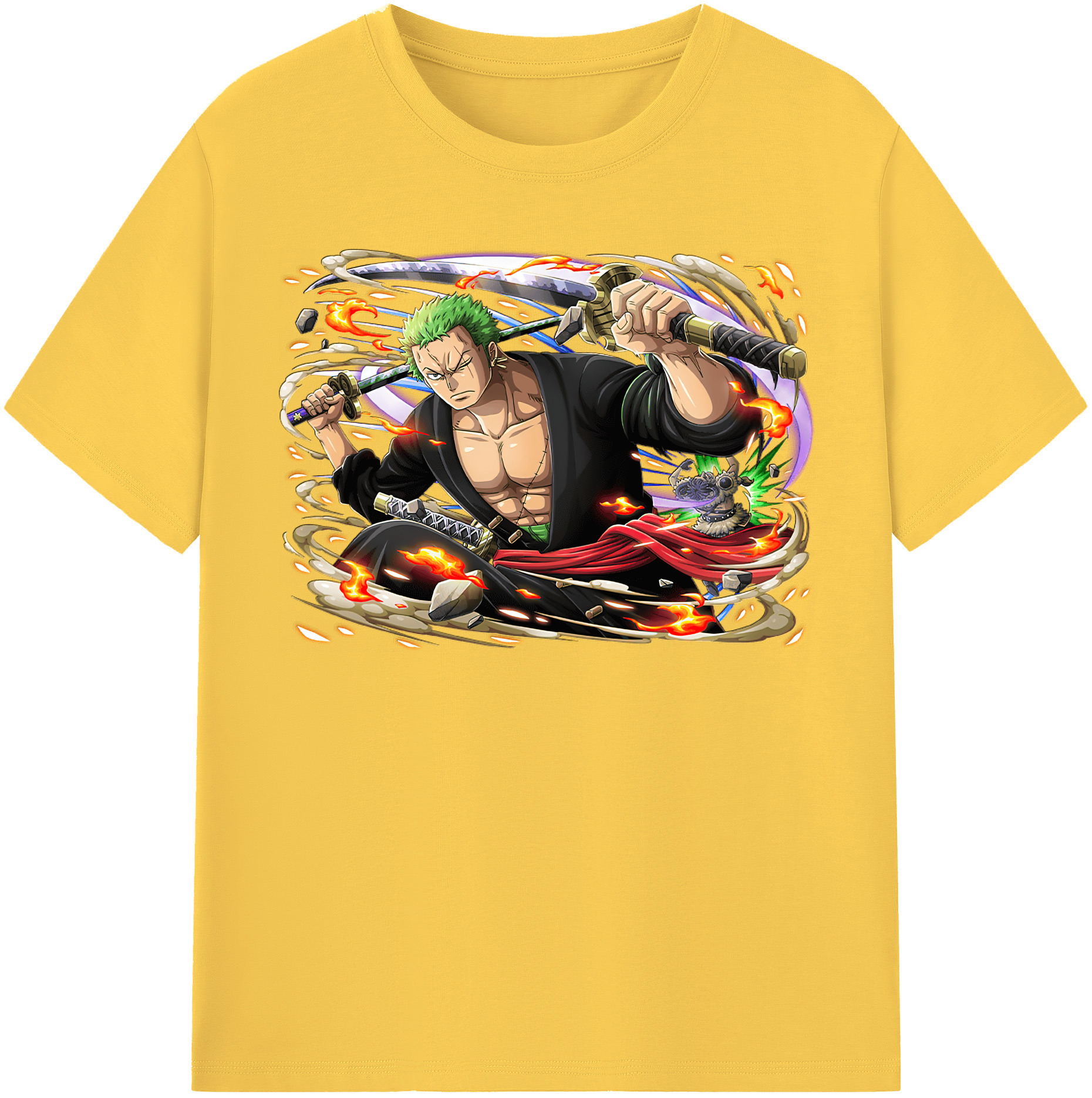 ワンピース ロロノア・ゾロ ONE PIECE Roronoa Zoro 綿100％半袖Tシャツ（フロントプリント）