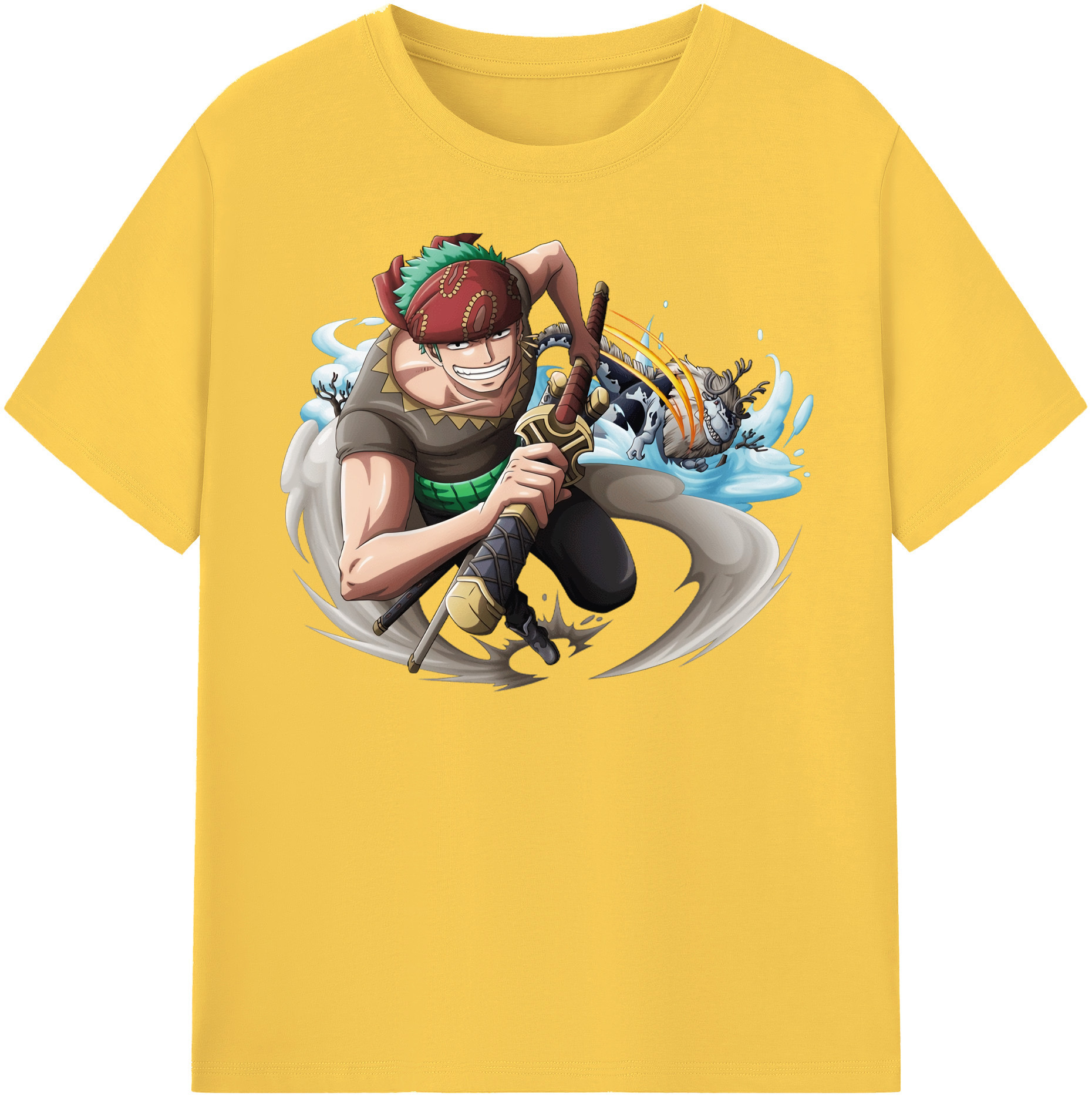 ワンピース ロロノア・ゾロ ONE PIECE Roronoa Zoro 綿100％半袖Tシャツ（フロントプリント）